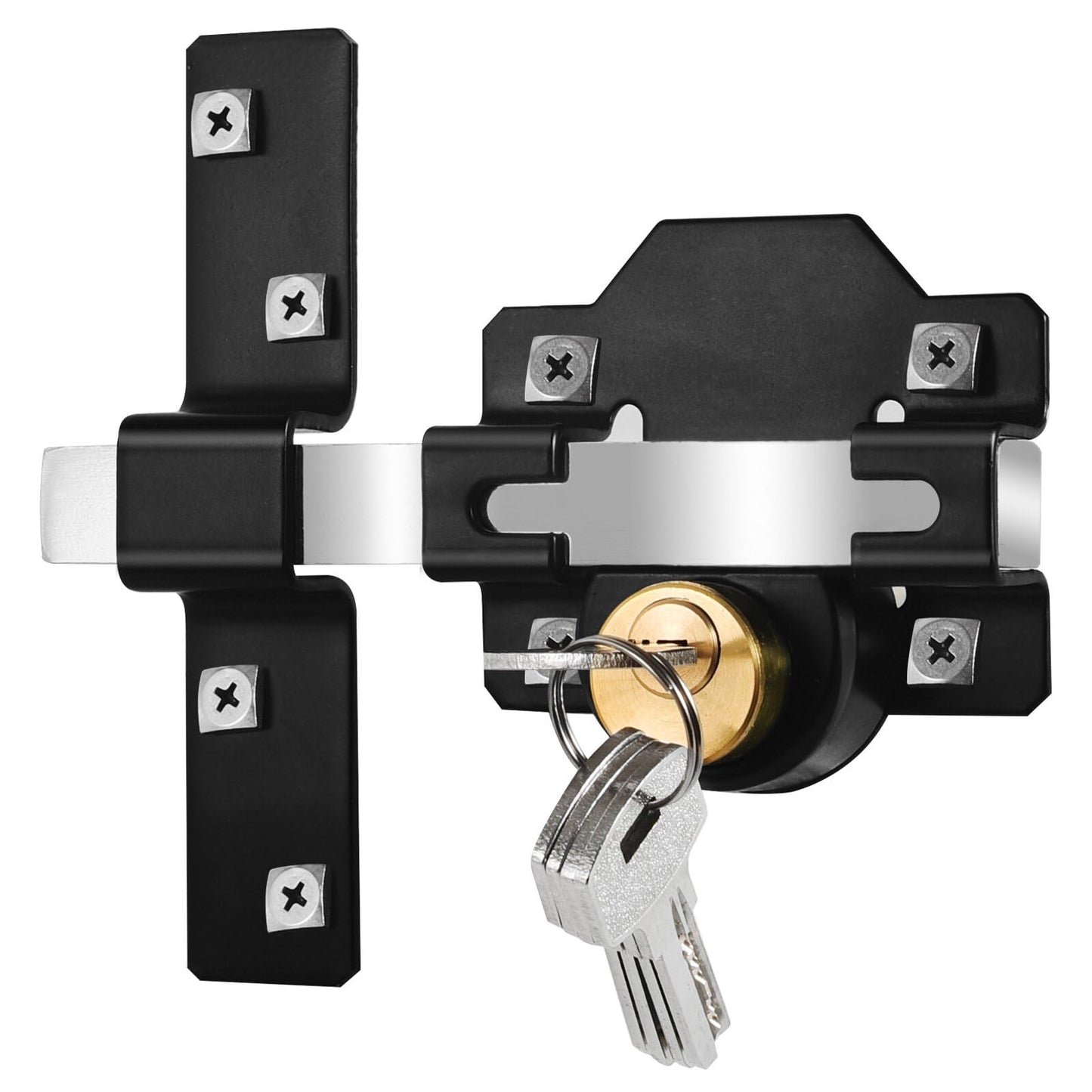 Long Throw Gate Long, 70mm, Mortise Lock for Wooden Door & Gate, Double Sides Locking, 5 Keys