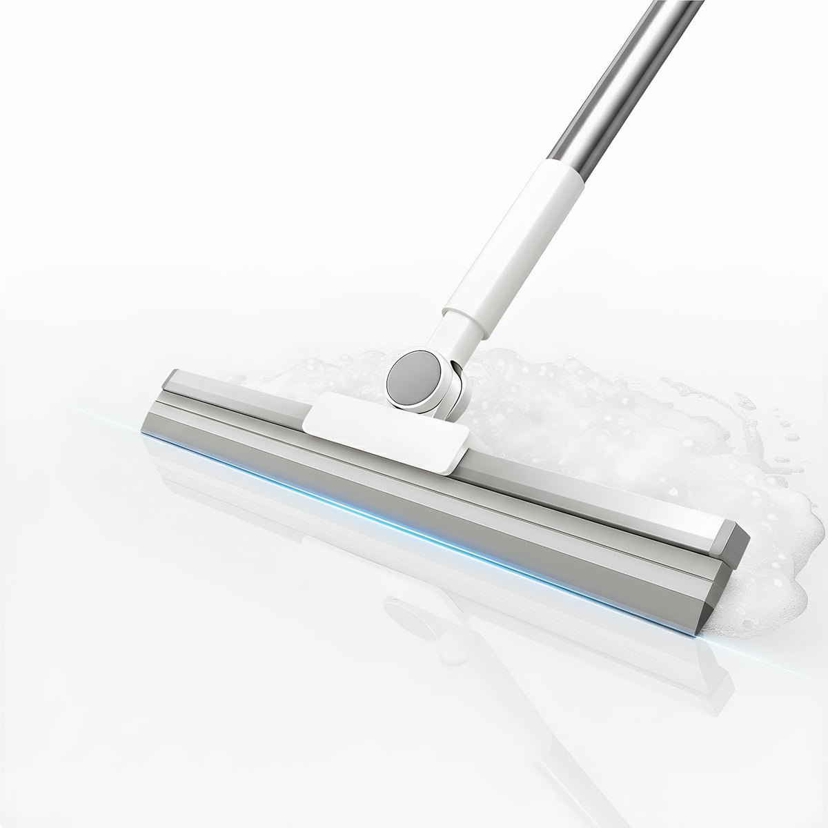 Floor Squeegee & Pet Hair Remover with Flexible 42cm Rubber Blade | 133cm Stainless Steel Handle & 180? Swivel Head | Long-Handle Floor Wiper for