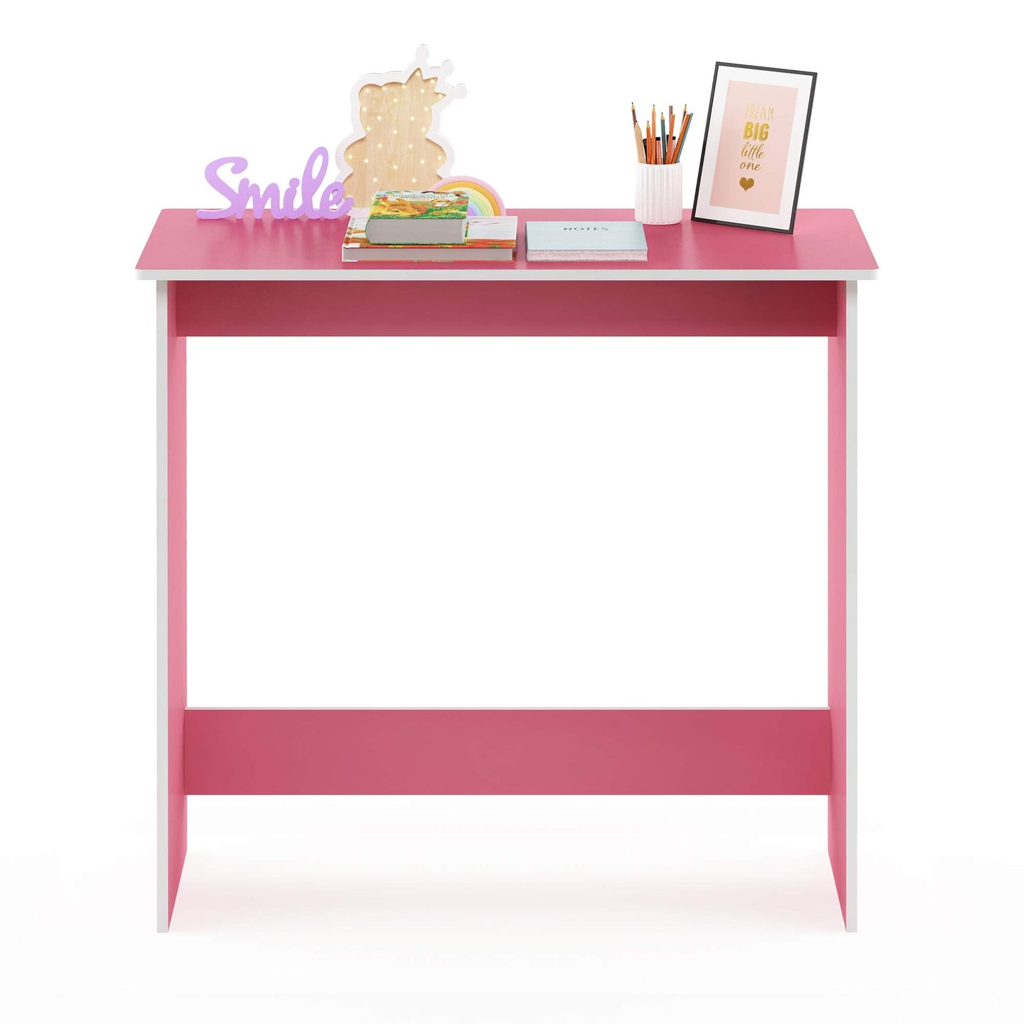 Furinno Simplistic Computer Desk, Study Desk, Writing Desk, Pink/White,39.1 (D) x 79.5 (W) x 75.7 (H) cm