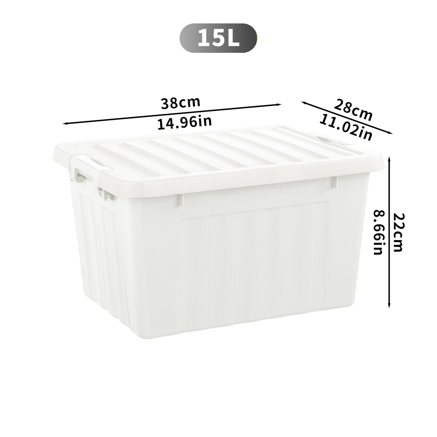 Cetomo 15L*3 Storage Boxes with Lids, Plastic Storage Box with Secure Side Latches, Stackable & Nestable Organizer for Home, Office, Moving, PP