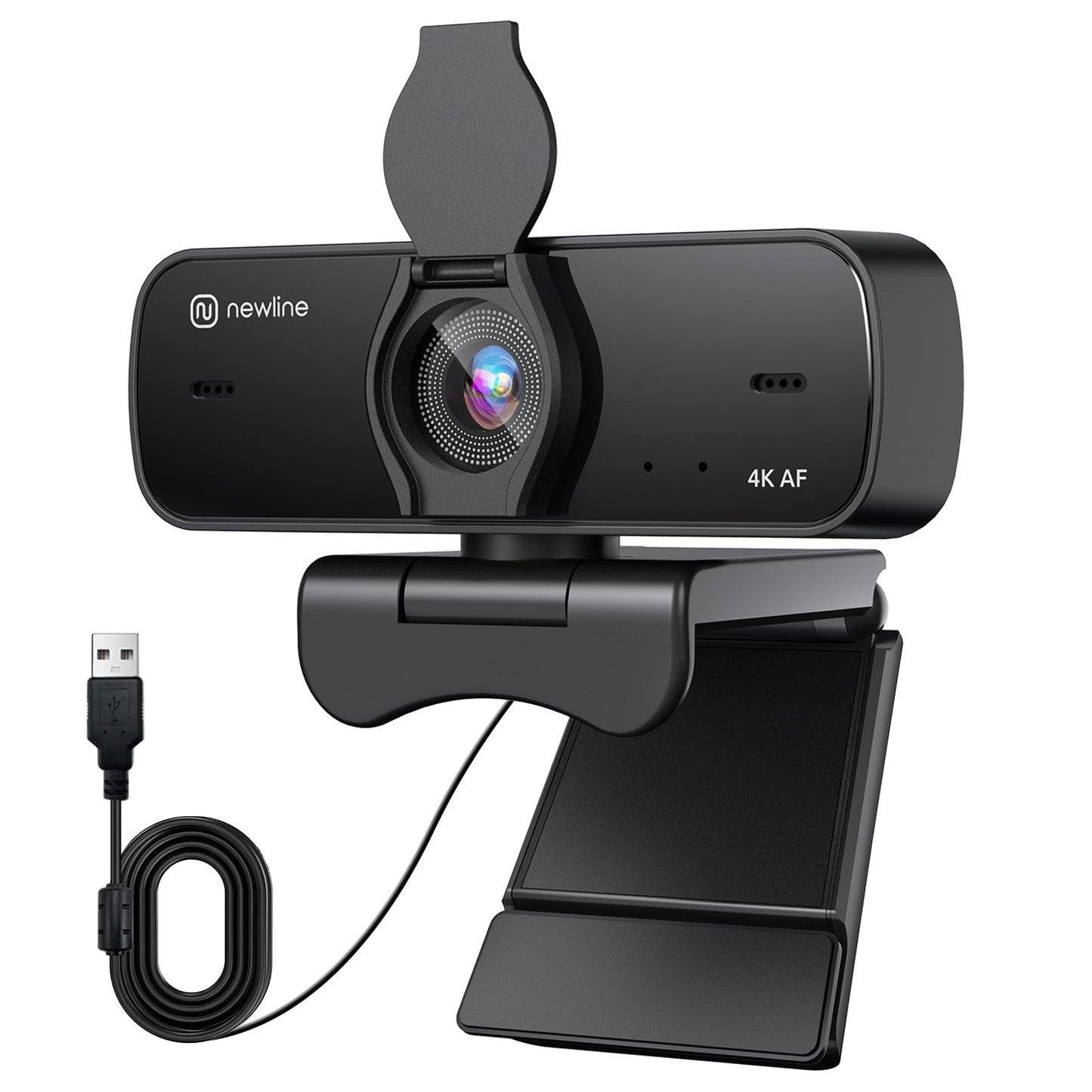 N newline 4k Webcam for PC Camera with Microphone, 12 Megapixel, 30FPS, New Upgraded Autofocus, Light Correction, Noise-Canceling Mic, Privacy Cover,