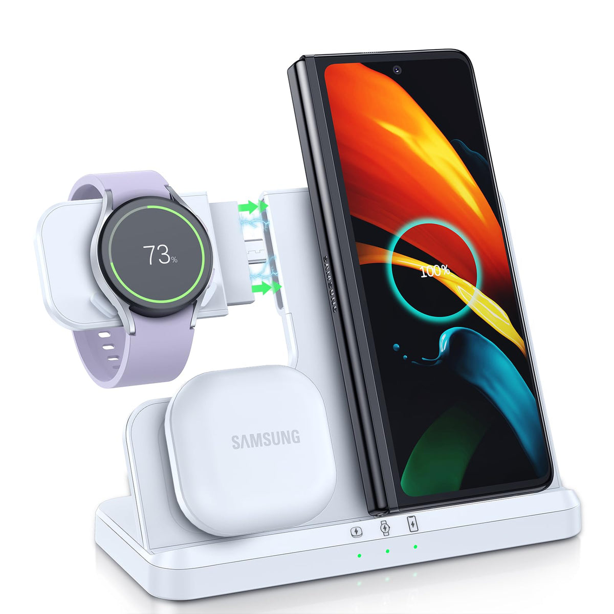 LK Wireless Charger for Samsung 3 in 1 Wireless Charging Station for Samsung S25 S24 S23 S22 Ultra Plus FE Z Flip Fold 7/6/5/4 Note 20 10 Galaxy Watch