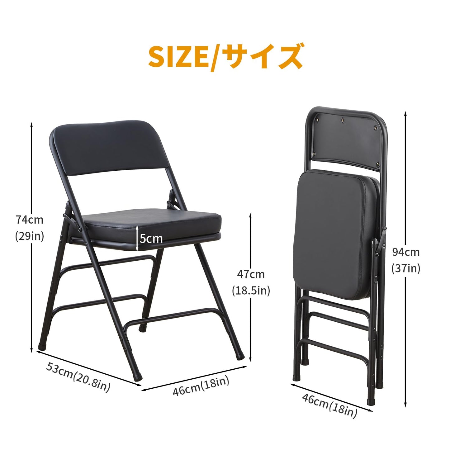 BOOSDEN Folding Chair Foldable Chair, Faux Leather Fold Up Chairs for Office, Dining, Portable and Compact Metal Frame Folding Seat