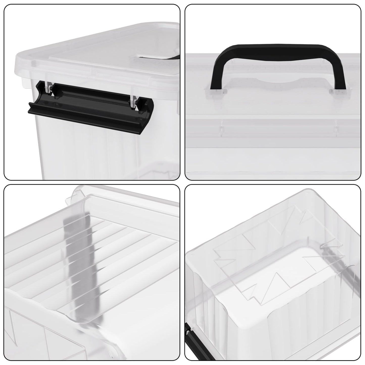 Annkky 6 Liter Small Plastic Storage Box with Lid, Clear Lidded Boxes