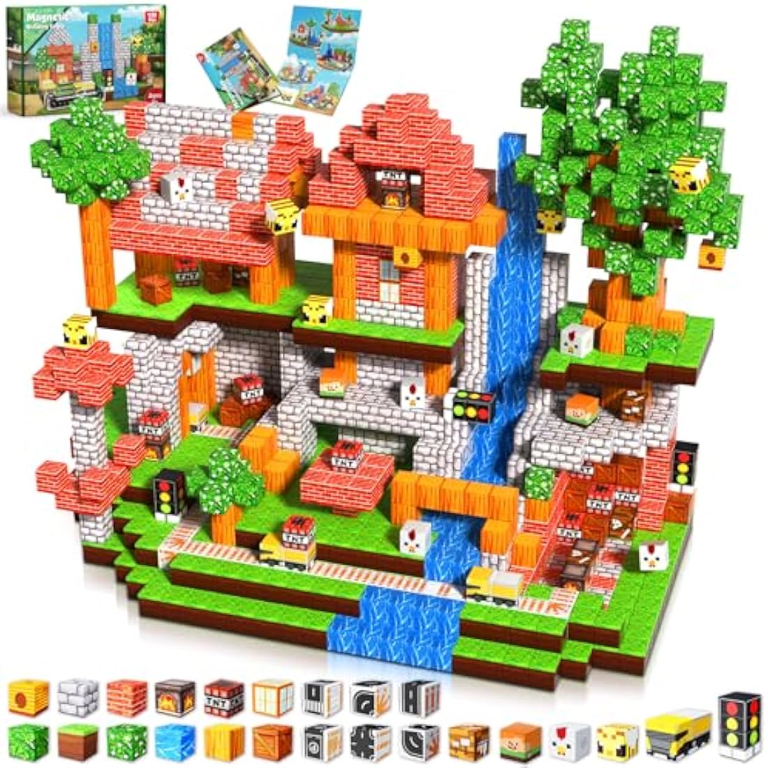 Magnetic Blocks - 150PCS Magnetic Building Blocks Road Forest Cubes Toys for Montessori Toddler Birthday Gifts -STEM Sensory Construction Toys for Kids Ages 3+ for Boy & Girl