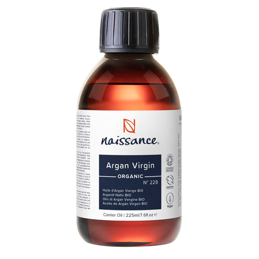 Naissance Organic Argan Oil (no. 228) 225ml - Pure & Natural, Anti-Ageing, Antioxidant - Moisturiser & Conditioner for Face, Hair, Skin, Beard &