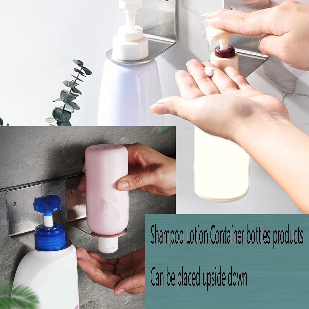 BiJun Soap Bottle Dispenser Holder,Wall Mounted Pump Hand Stand Wall Mount, Hanging Jar Hanger Rack Shampoo Standing Shelf Storage Holder Lotion