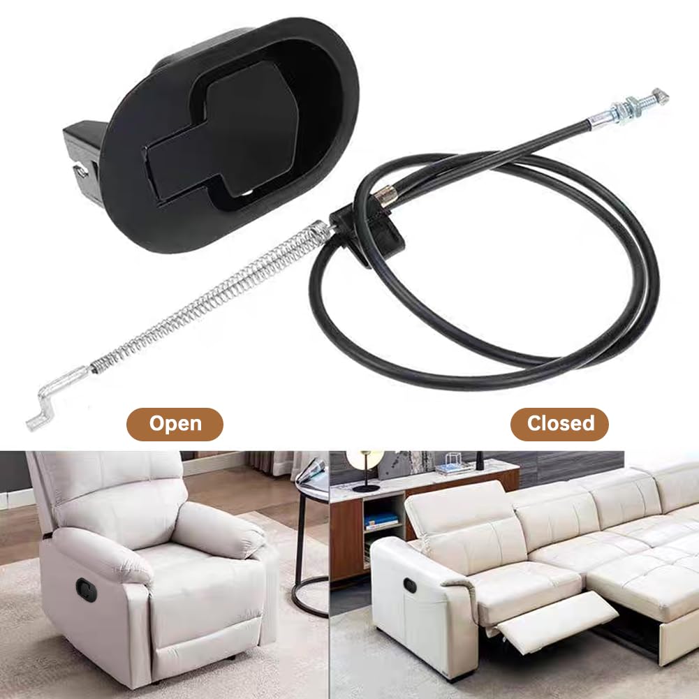 ZESHGON Recliner Release Pull Handle, Aluminium Alloy Universal Chair Release Pull Handle Replacement with Cable