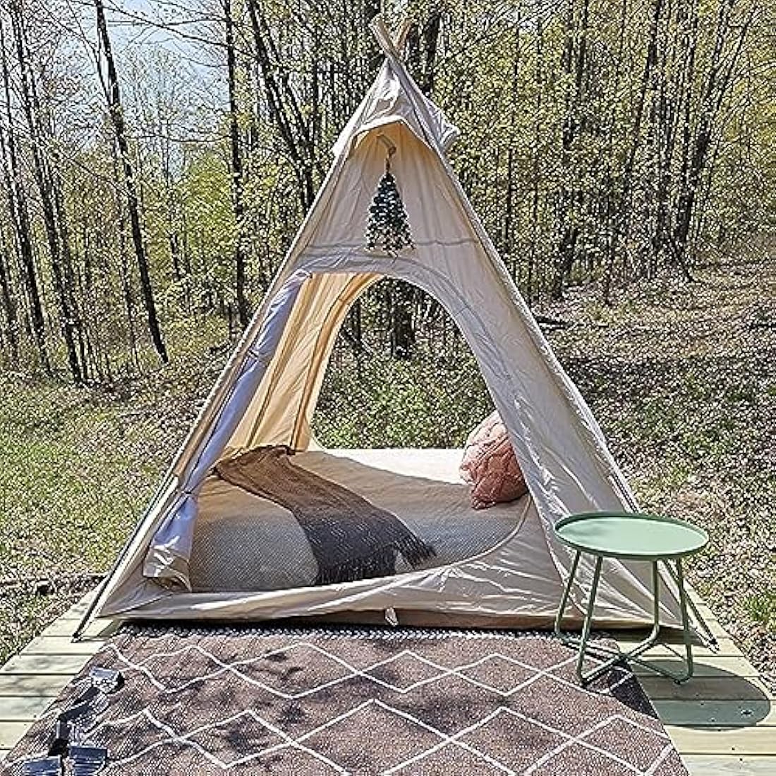 Three-Season Cotton Canvas Camping Indian Teepee Tent Pyramid Tent for 2 Person