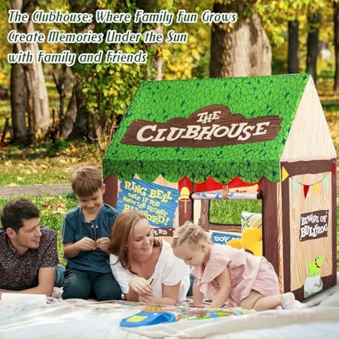 SweHouse Playhouse for Kids Indoor, Kids Play Tent, Toys for Boys and Girls Children Clubhouse Tent with Roll-up Door and Windows