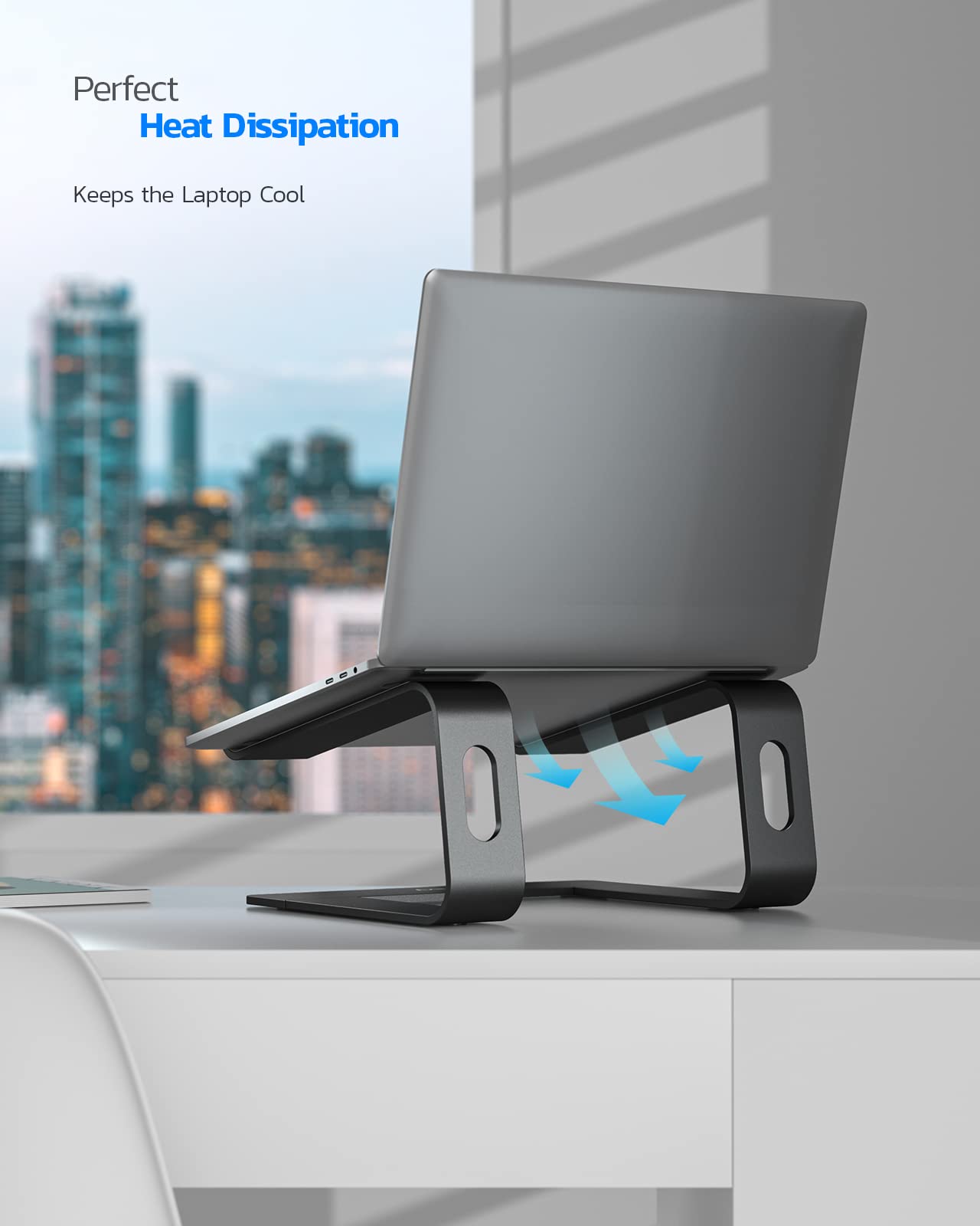 Nulaxy Ergonomic Laptop Stand for Desk, Aluminum Detachable Riser, Black
