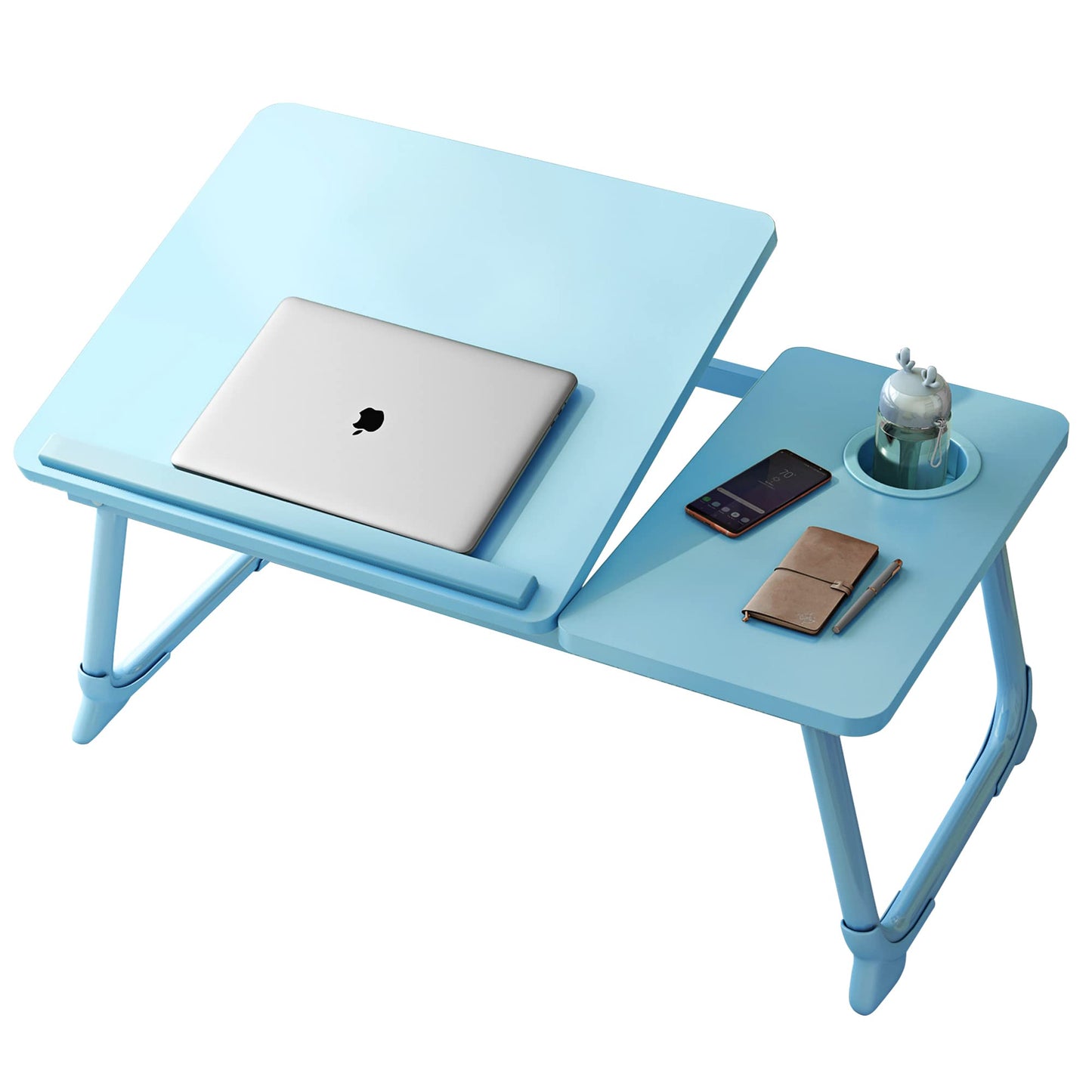 Laptop Desk, Laptop Bed Table with Foldable Legs & Cup Slot, Reading Holder Notebook Stand Breakfast Bed Tray Book Holder for Sofa, Bed, Terrace