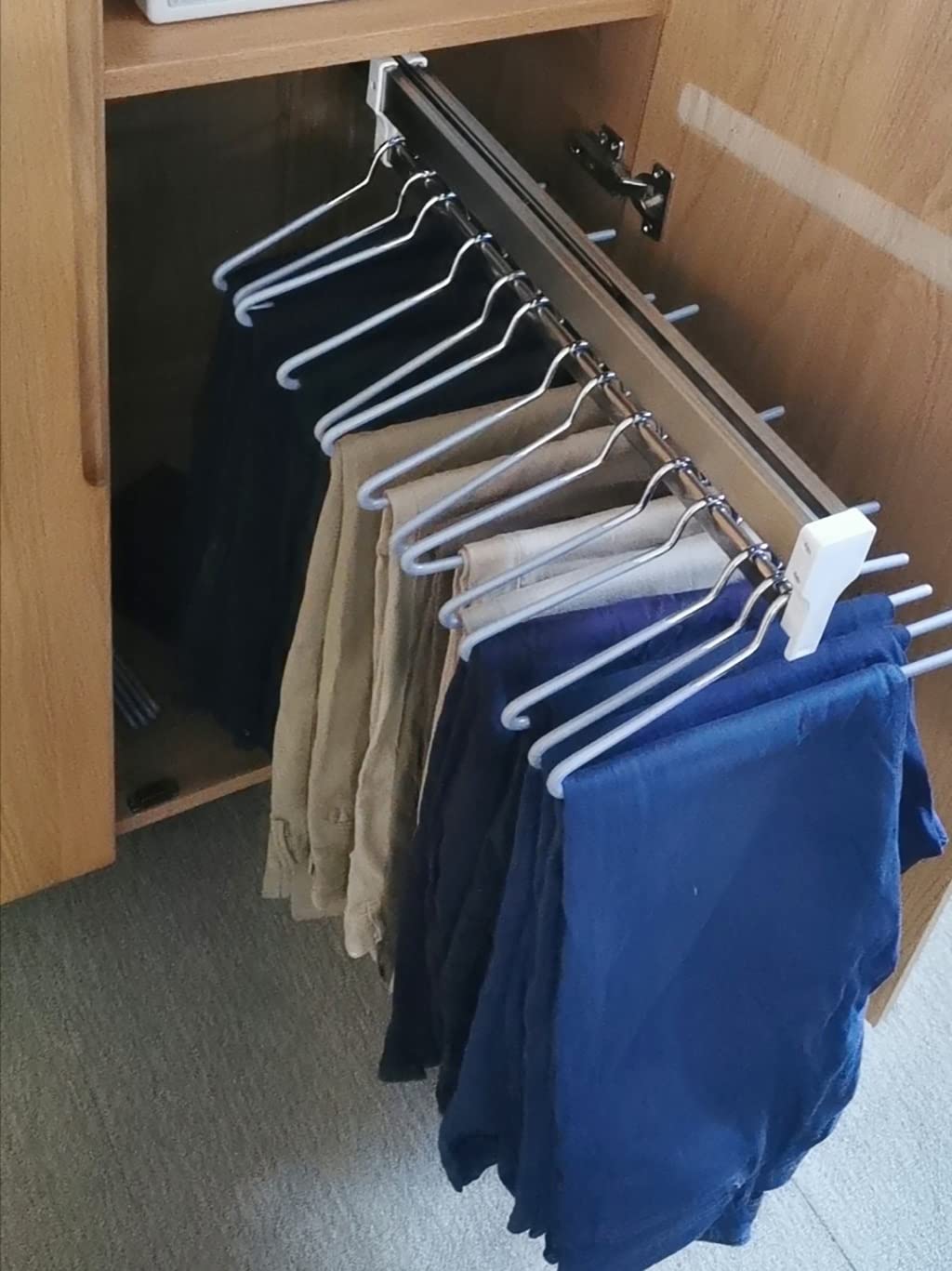 Pull Out Clothes Rail 30-80cm, Steel Extendable Closet Rod For Pants Clothing Storage, Wardrobe Adjustable Clothes Hanger Rail Space Saving
