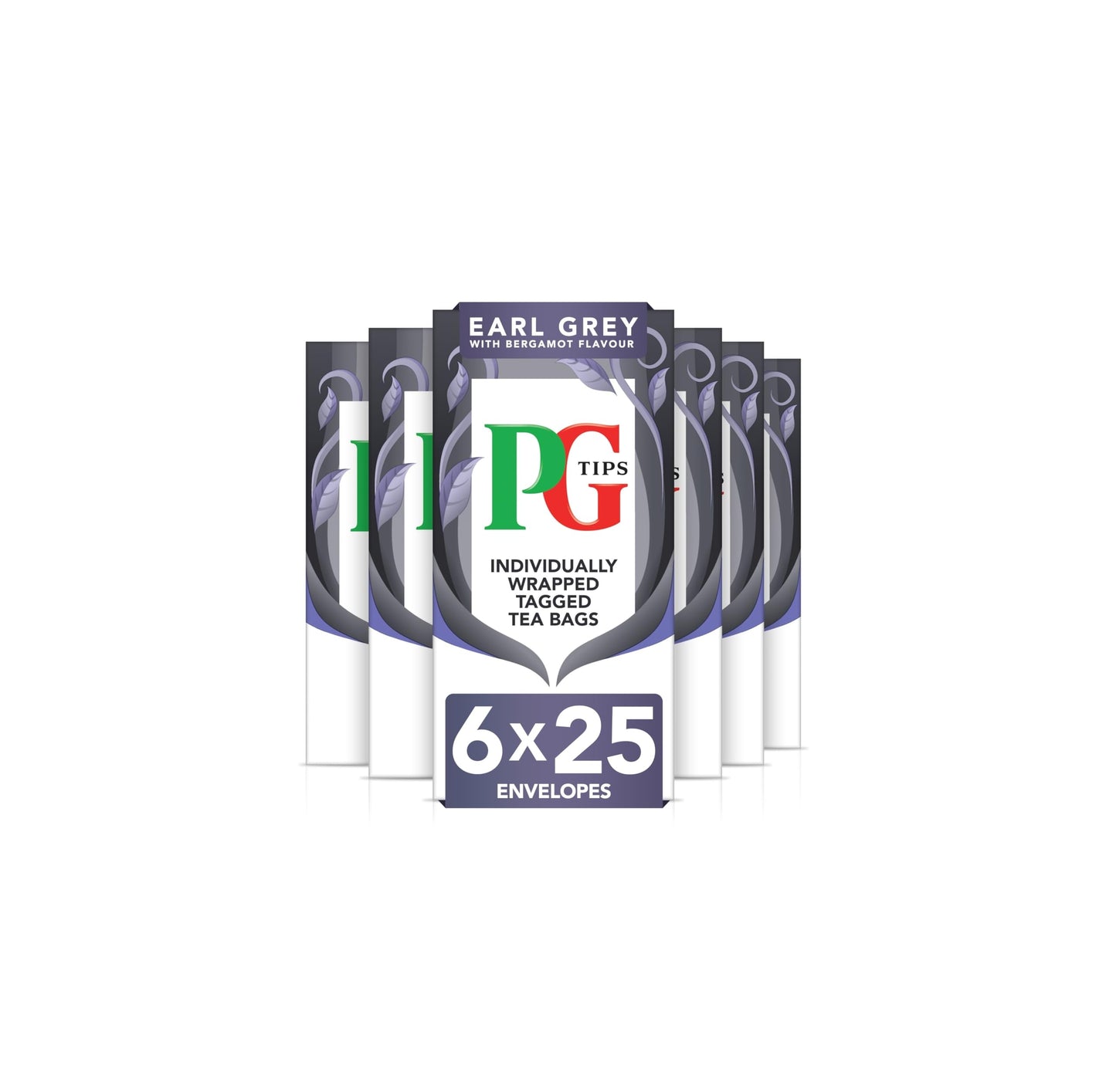 PG Tips Earl Grey Tea Bags, 150 Black Tea Enveloped Bags, Individually Wrapped, With Bergamot Flavour, Refreshing & Flavourful, Bulk Pack of 6
