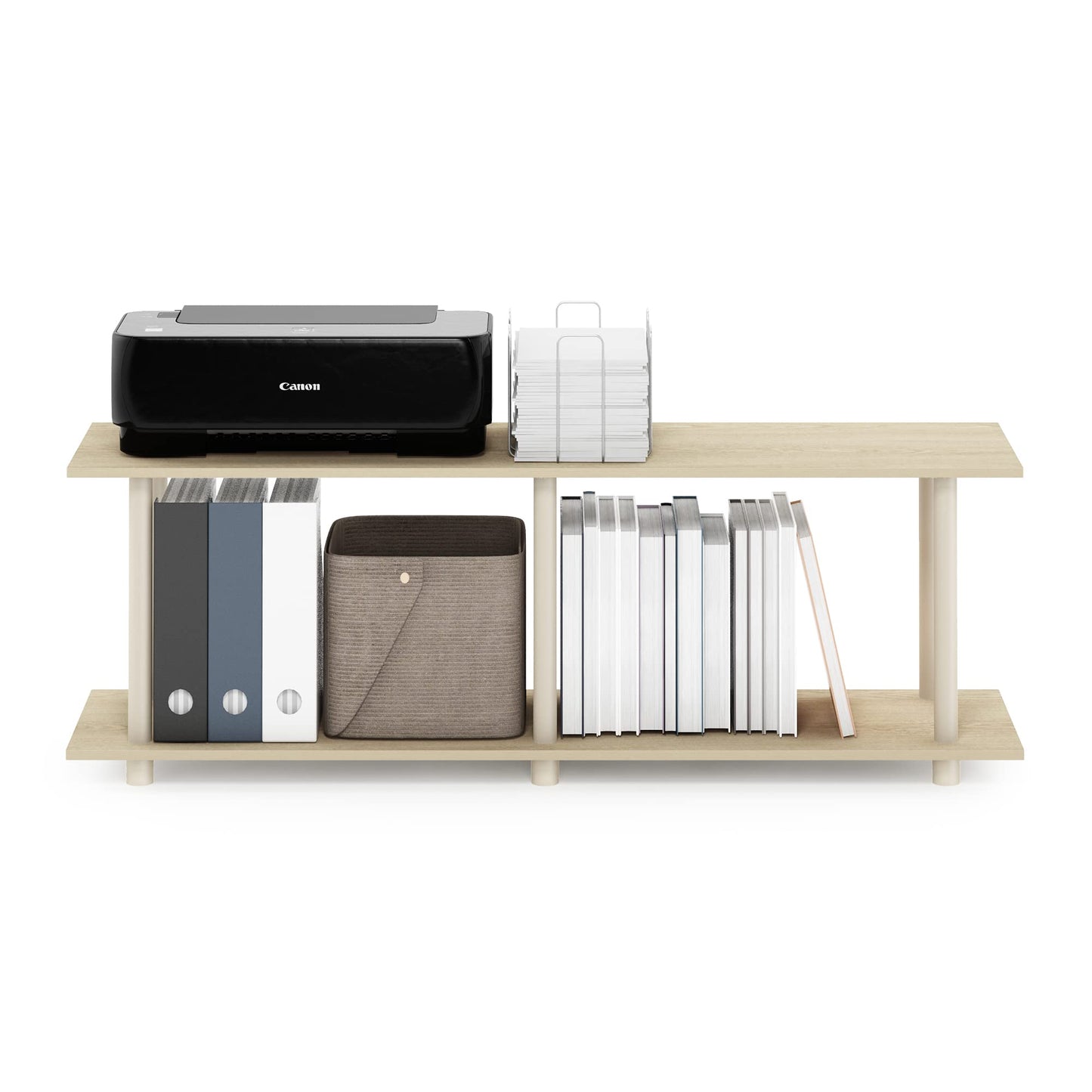 Furinno TURN-N-TUBE Display Shelf, 4-Tier Book Shelf, Storage Shelves, Toolless Open Shelves, Round Tubes, for Organization and Storage, Living Room