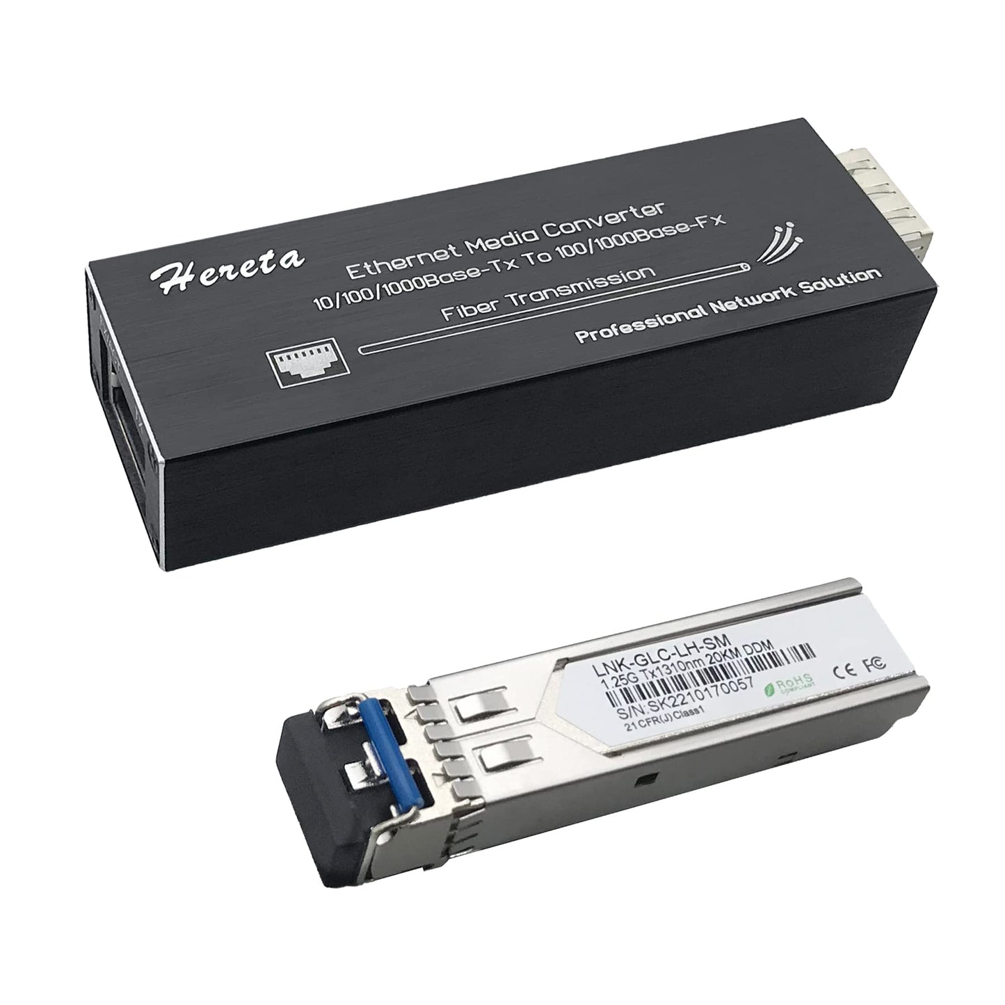 Industrial Hardened Gigabit Fiber Media Converter with Single Mode Dual Fiber SFP/LC Module 10/100/1000Base-TX to 100/1000Base-Fx Mini Ethernet Media