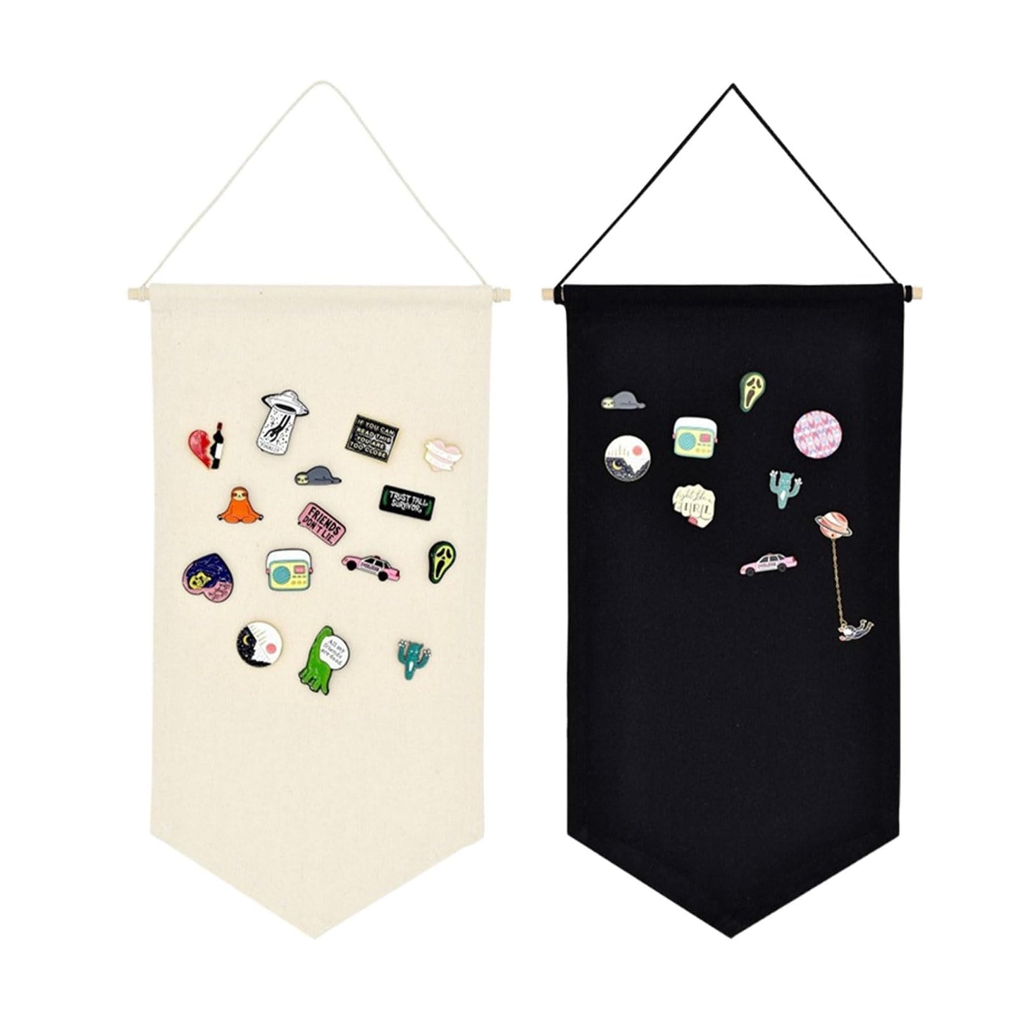 Grosion 2 PCS Wall Hanging Pin Badge Display,Canvas Pin Board Stand,Enamel Pin Badge Display Board for Collecting and Showcasing Pins,Pin Display
