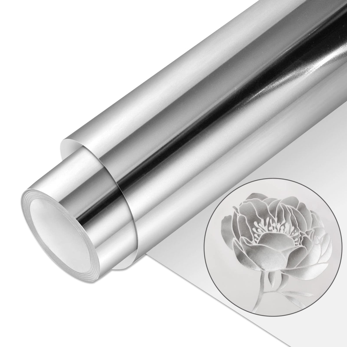 VINYL FROG HTV PU Metallic Roll Iron on Vinyl Easy to Cut & Weed Heat Transfer Vinyl DIY Heat Press Design for T-Shirts (Silver)