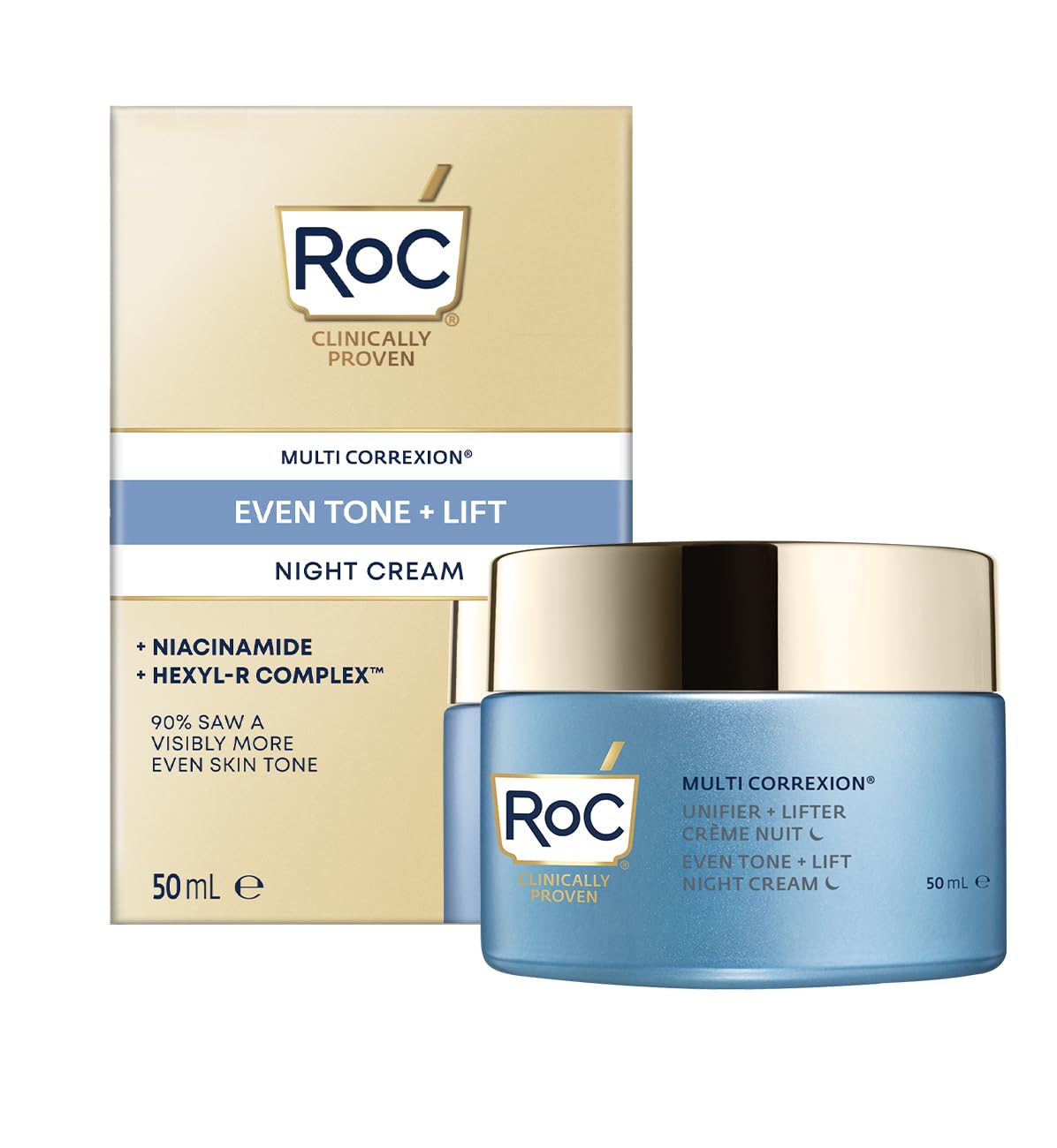 RoC Multi Correxion Even Tone + Lift Night Cream | Moisturiser for Face with Niacinamide | 50 ml