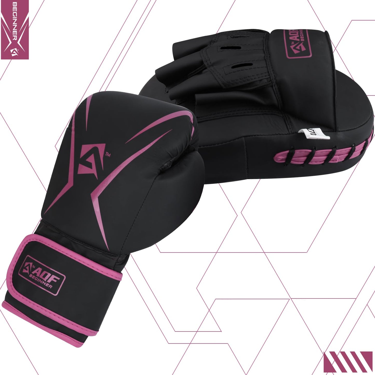 AQF Kids Boxing Gloves and Pads Set - Junior Boxing Set For Kickboxing & MMA Muay Thai Punching Gloves With Curved Pads For Martial Arts Training