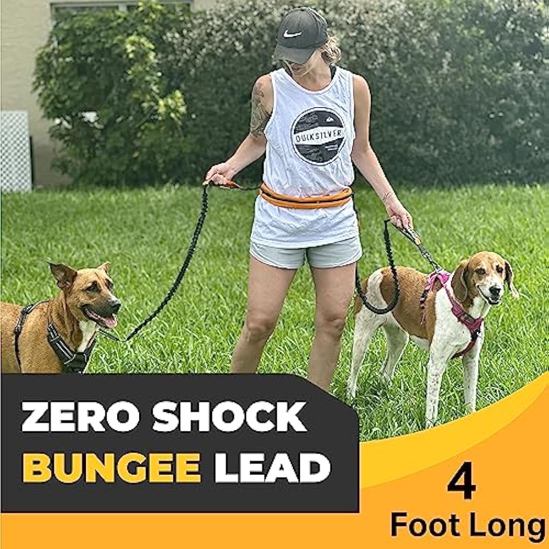 Barkswell Hands Free Dog Lead for 2 Dogs - Running Lead for Two Dogs/Dog Walking Belt for Multiple Dogs