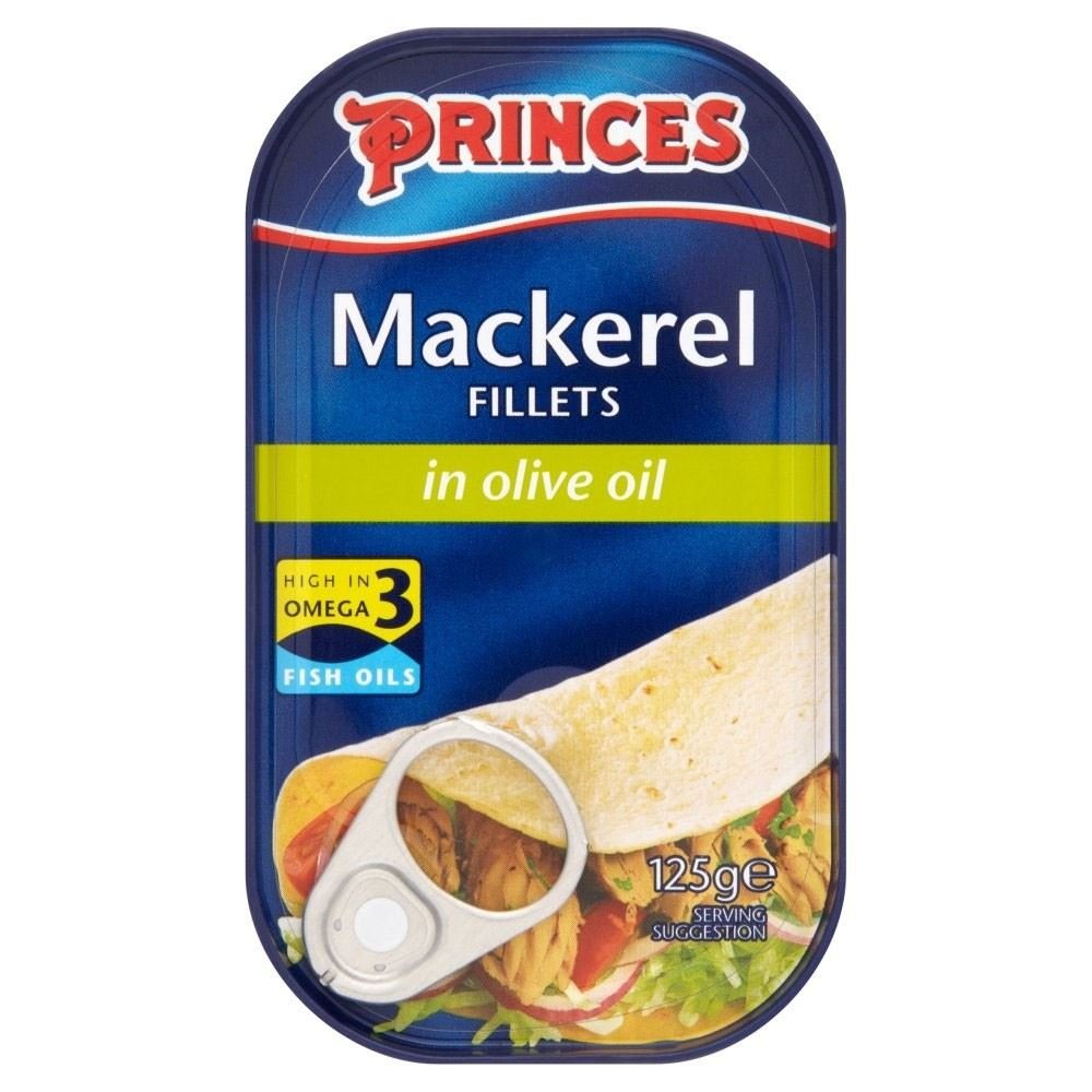 Princes Mackerel Fillets in Olive Oil (125g) - Pack of 6