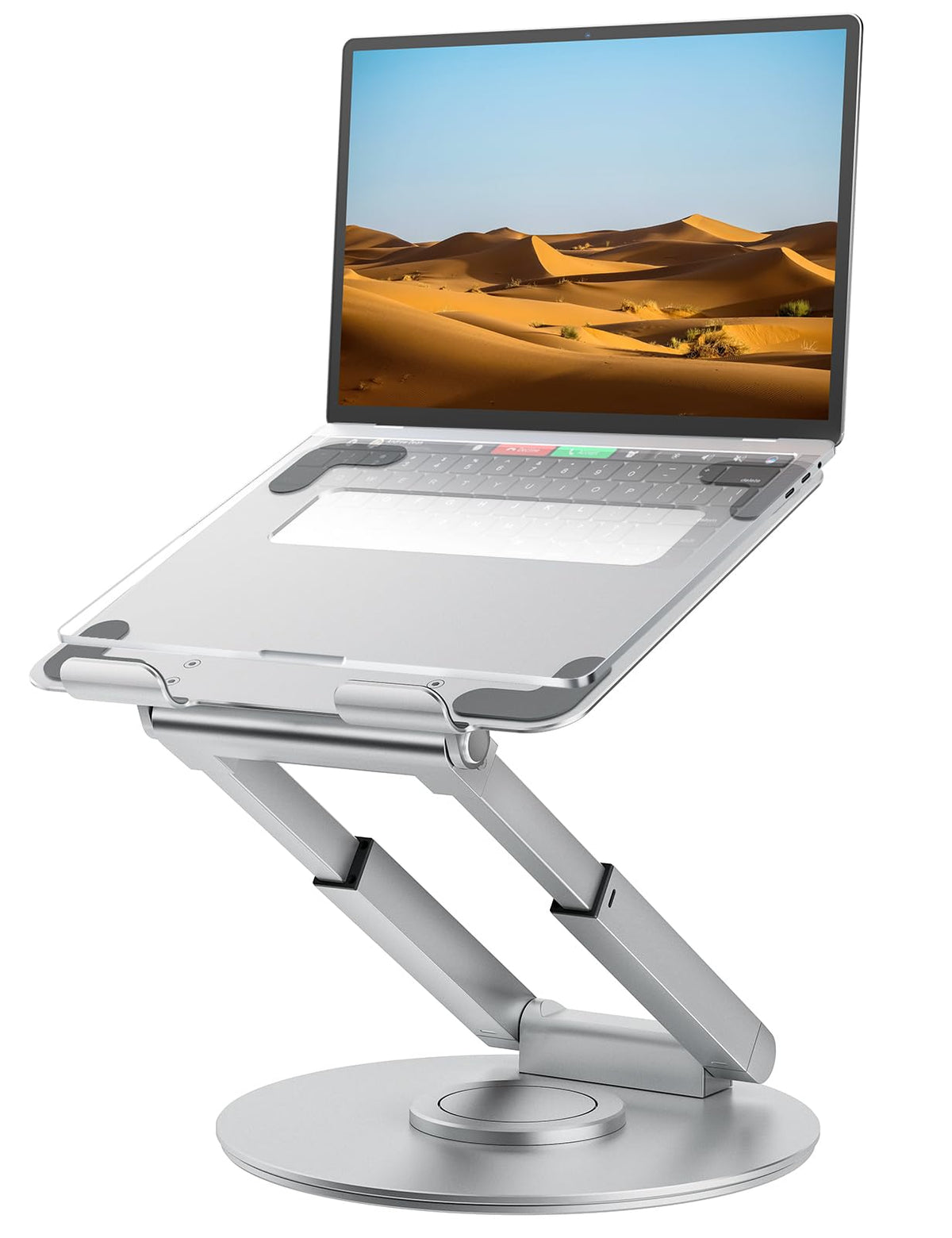 tounee Telescopic Laptop Stand for Desk with 360 Swivel Base, Sit to Stand, Height Adjustable, Portable Riser Holder for Good Posture, Compatible