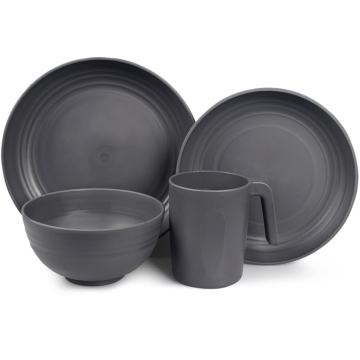 36pcs Unbreakable Dinnerware Sets for 6 People, Camping Plates and Bowls Set, Plastic Picnic Dinner Sets, Lightweight BBQ Serving Plates, Bowls,