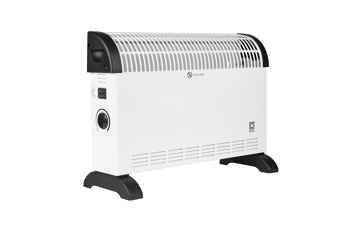 PIFCO 2KW White Convector Heater - 3 Heat Settings, Free Standing Portable Electric Convector Heater - Fast & Quick heating, Safe and Reliable for