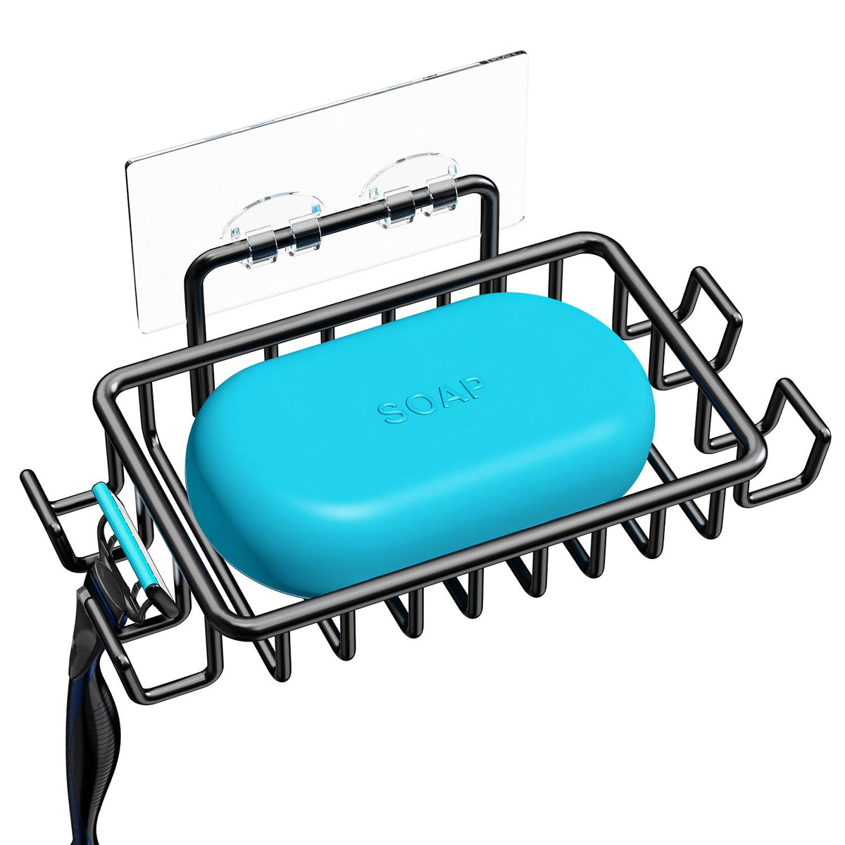 Nieifi Soap Dish Holder Stainless Steel Rustproof with 4 Hooks for Bathroom, Washroom, Lavatory, Restroom, Toilet, Shower, Kitchen Adhesive No