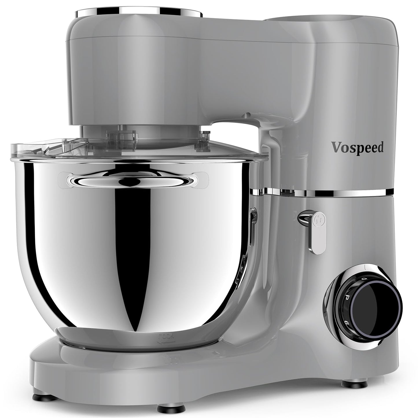 Vospeed Stand Mixer 8L Cake Mixer Electric Kitchen Food Mixer with Stainless Steel Bowl, Beater, Dough Hook, Whisk for Baking, Dishwasher Safe (Grey)