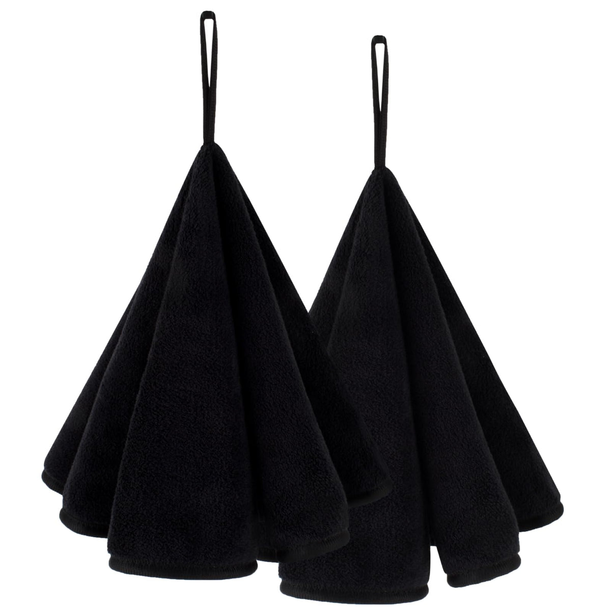 VIVOTE 2-Piece Hand Towels with Loops, Fast Drying Hand Towels for Bathroom, Soft & Super Absorbent, Round Microfibre Hand Towel with Lanyard Design