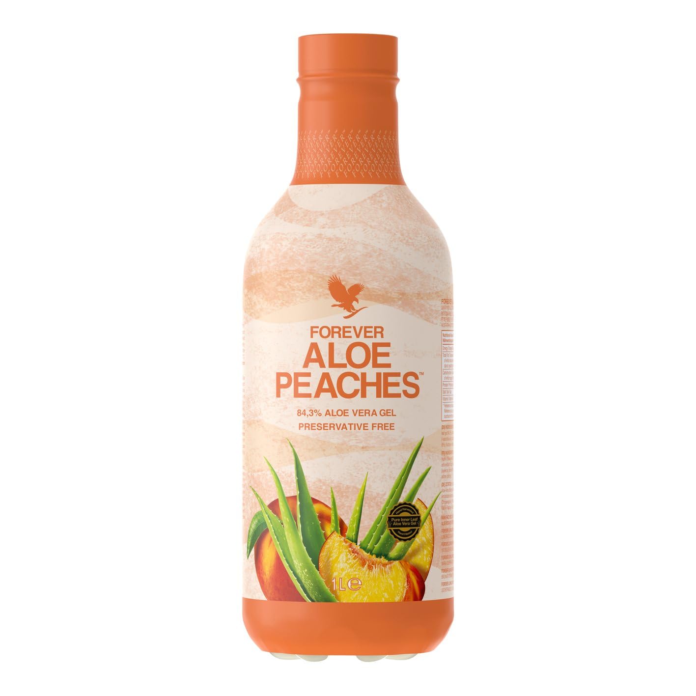 Forever Living Products Aloe Peaches PET, 1000ml, Peach Flavored Aloe Vera Gel, 83.4% pure inner leaf Aloe Vera gel, No added preservatives, Gluten