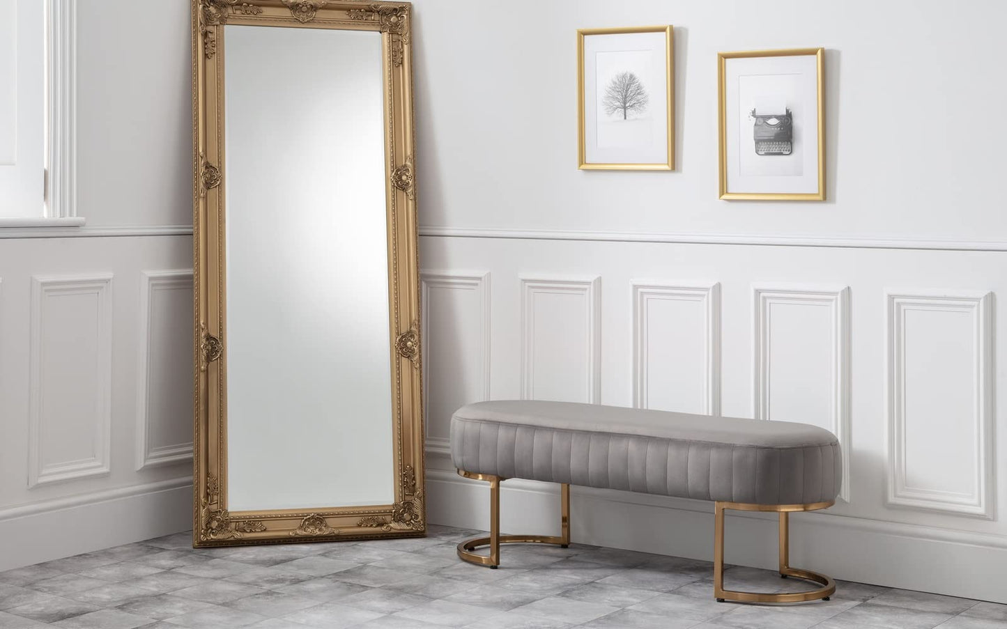Julian Bowen Harrogate Dining Bench for 2, Velvet, Grey - H42 x W118cm