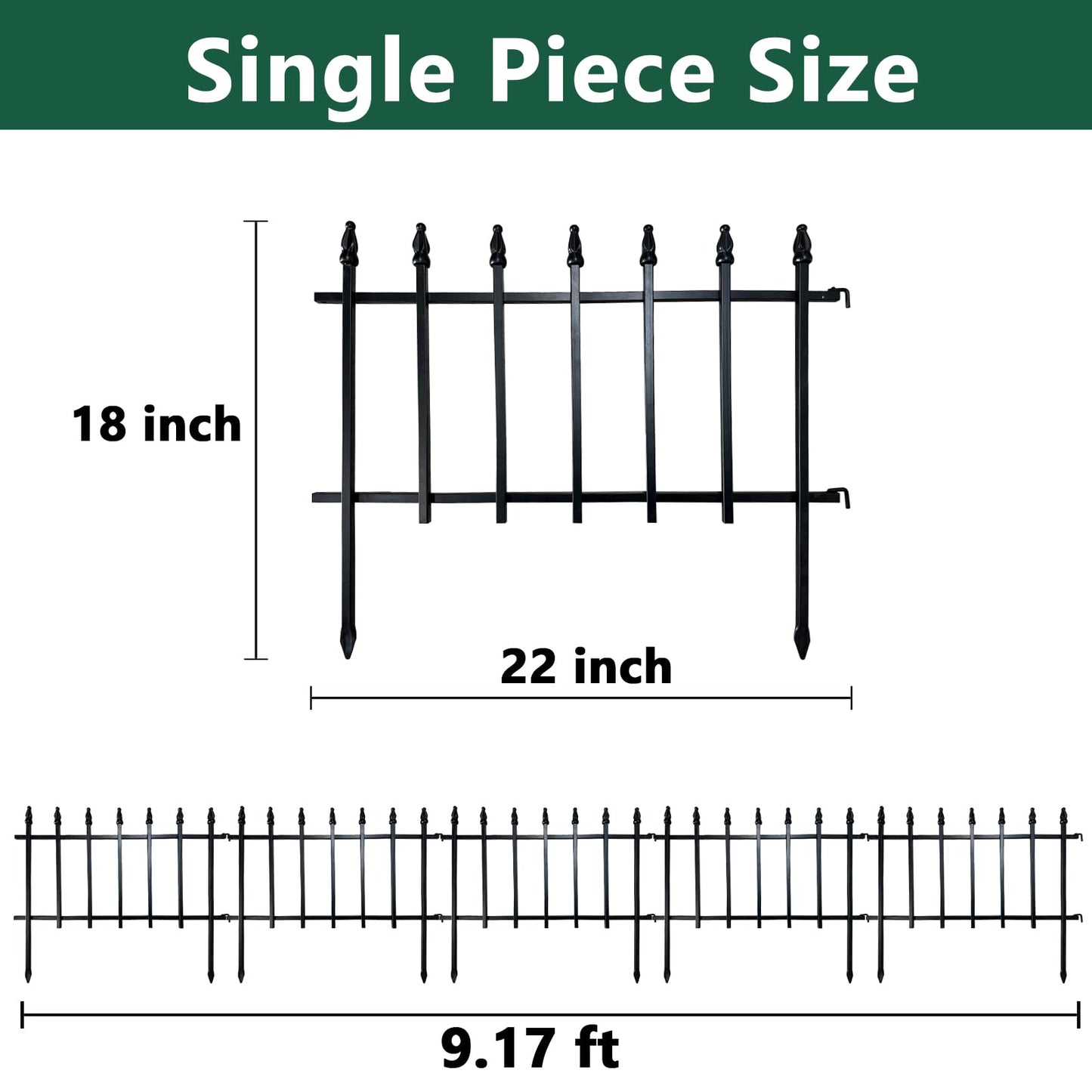 ARIFARO Decorative Metal Garden Fence 46cm high x 56cm Wide 5 Pack, Animal Barrier for Dog Pet, Border Garden Fencing for Outdoor Patio Lawn Yard