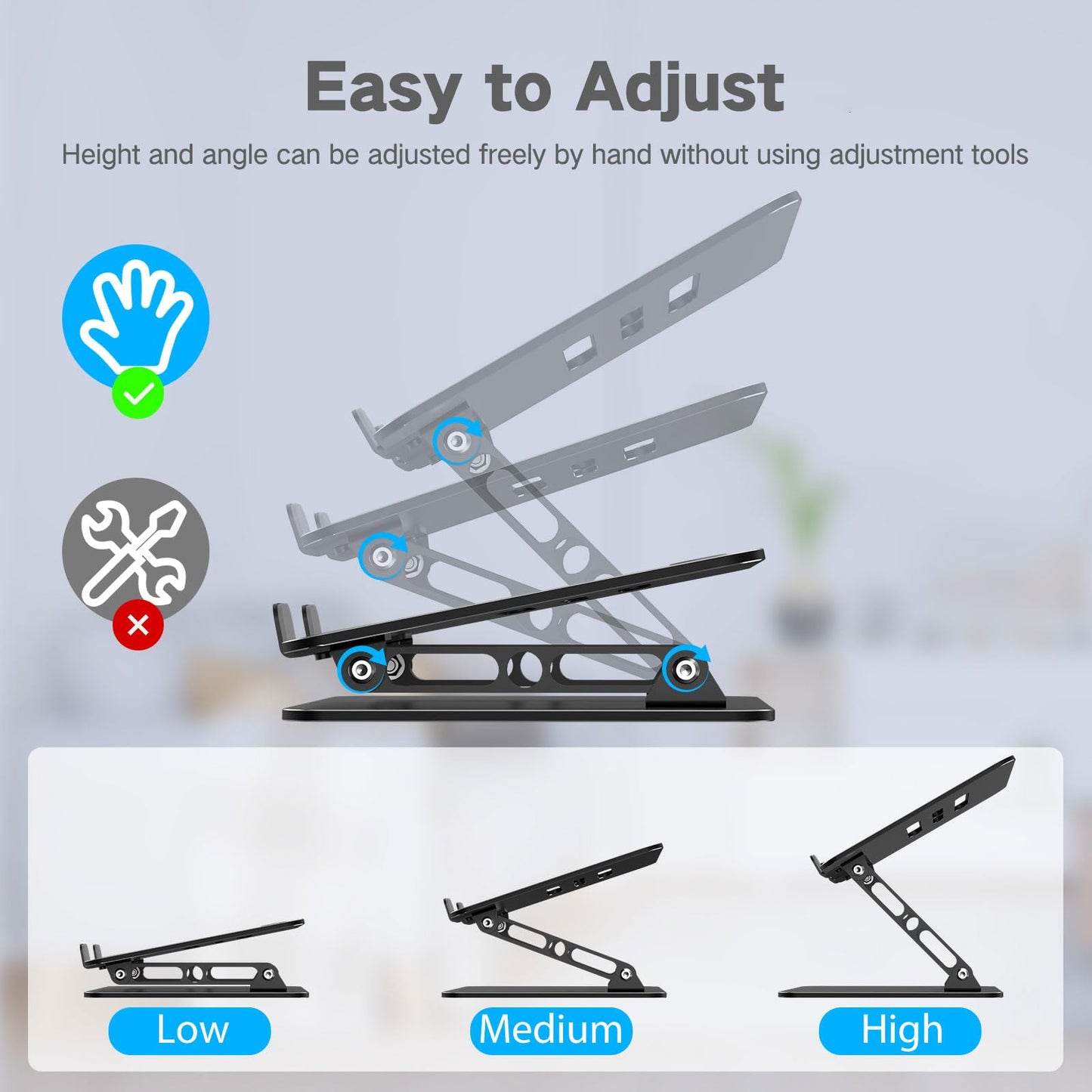 Nayka Adjustable Laptop Stand for Desk, Metal Foldable Laptop Riser