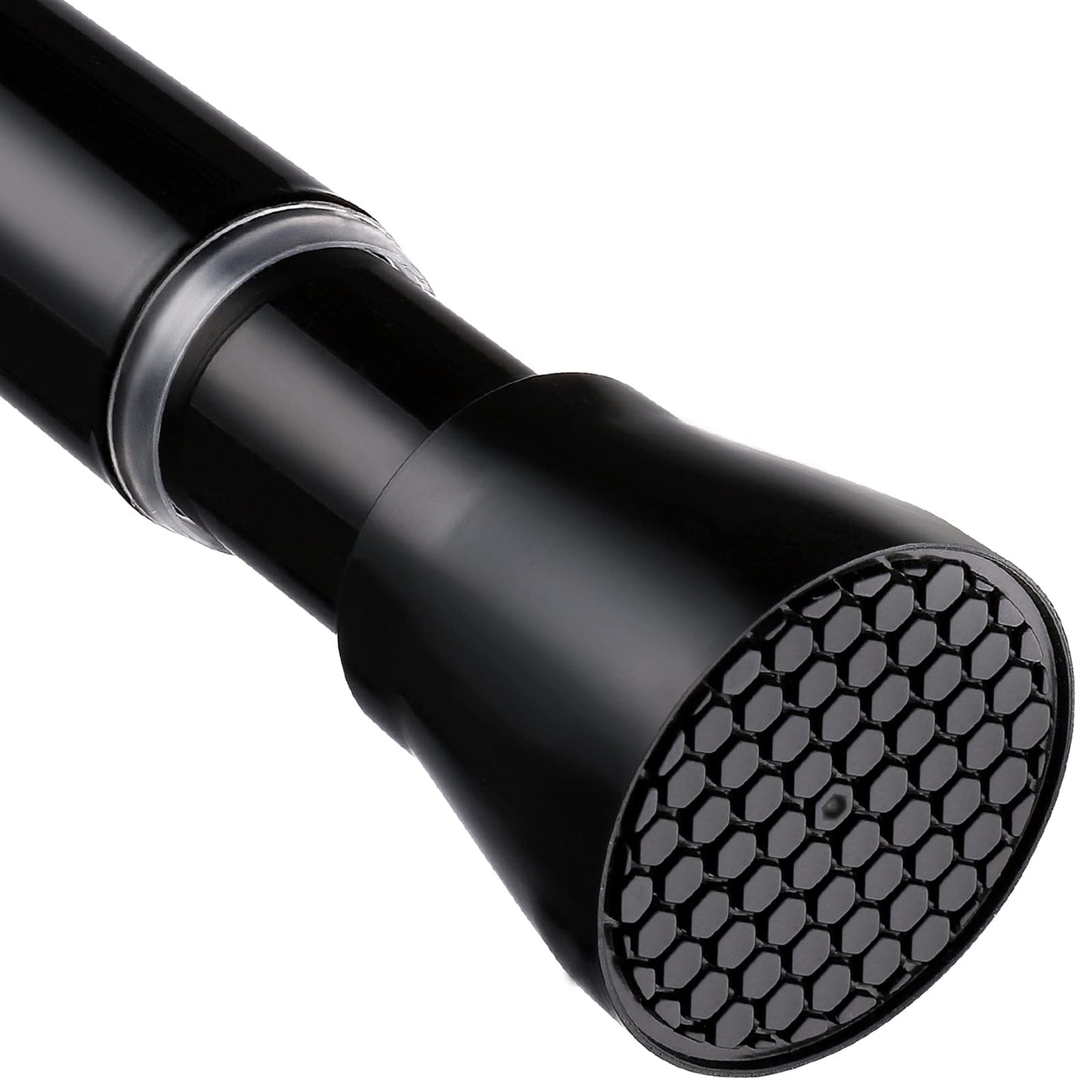 Black Spring Tension Curtain Rod 28-52 Inches, 7/8" Diameter Adjustable Shower Curtain Rod No Drill, Anti-slip Heavy Duty Spring Curtain Rod for