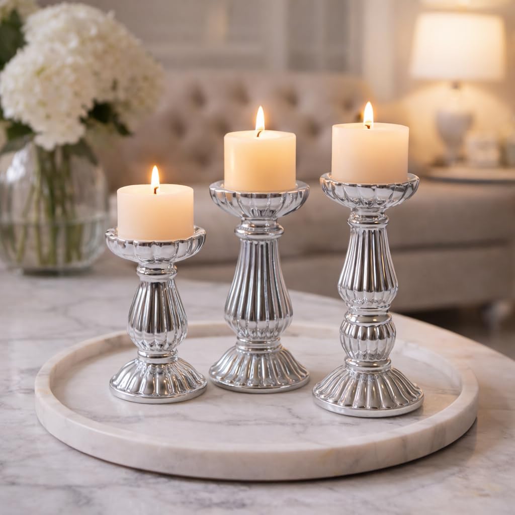 3  Piece Staggered Pillar Candle Holder Set