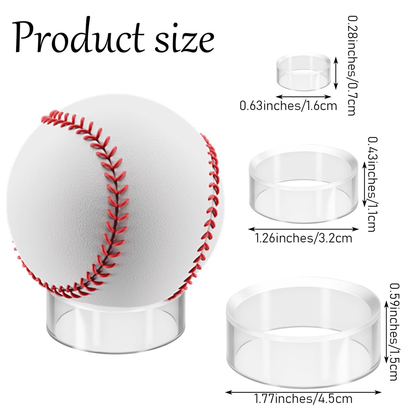Sorcristy Clear Acrylic Sphere Holder Set, 12 Pieces Sphere Display Stand, Small Plastic Display Stands, 3 Sizes for Displaying Spheres, Eggs