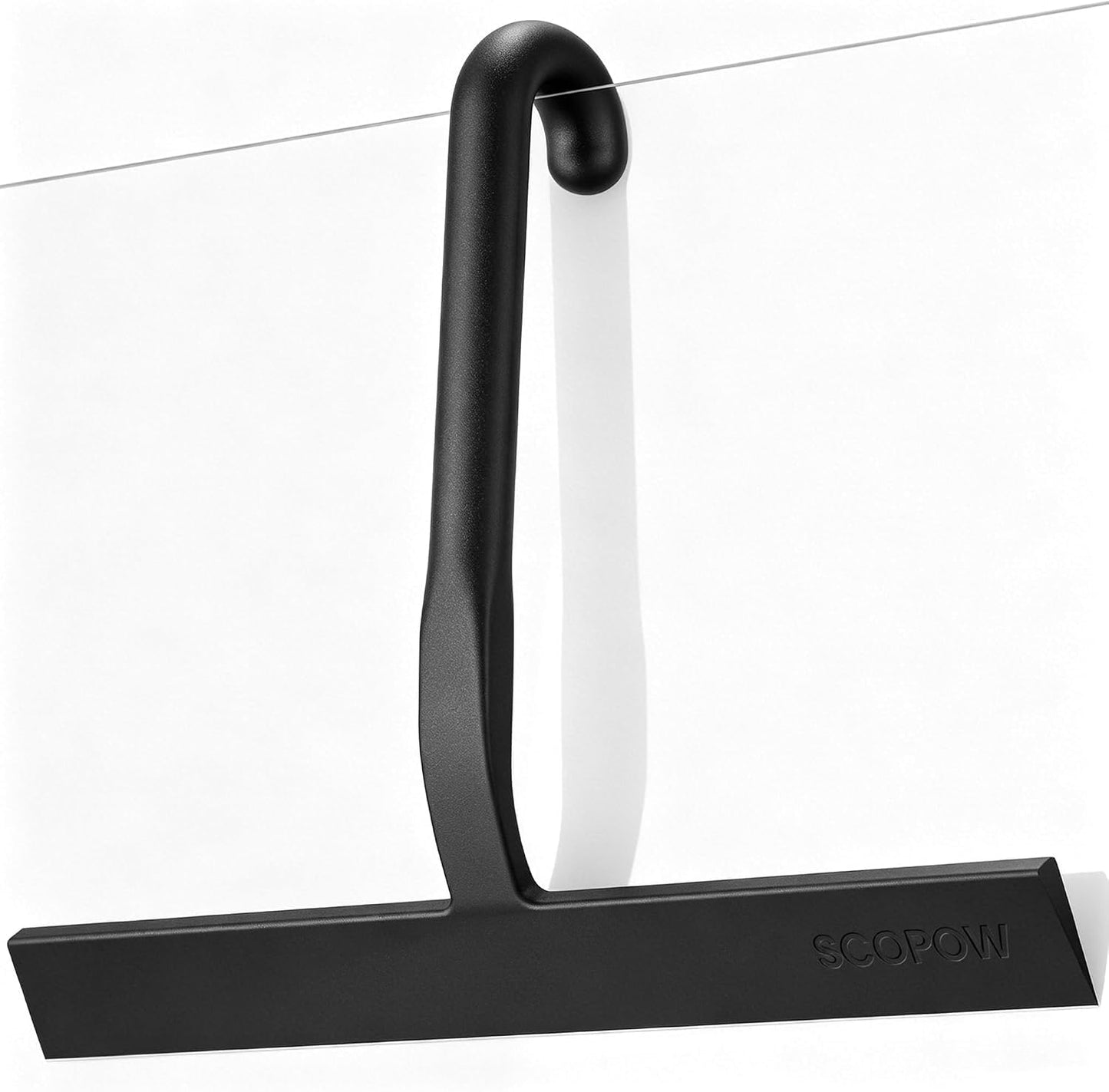 Shower Squeegee with Hook, 25cm Silicone Shower Screen Wiper, Black