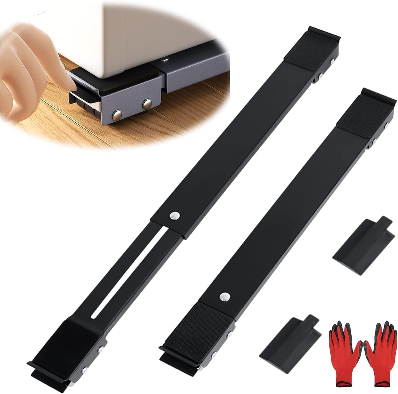 Appliance Rollers Washing Machine Wheels by Poweka Furniture Rollers with Brake Extendable from 18 to 28 Inches Load Bearing 300KG for Refrigerator