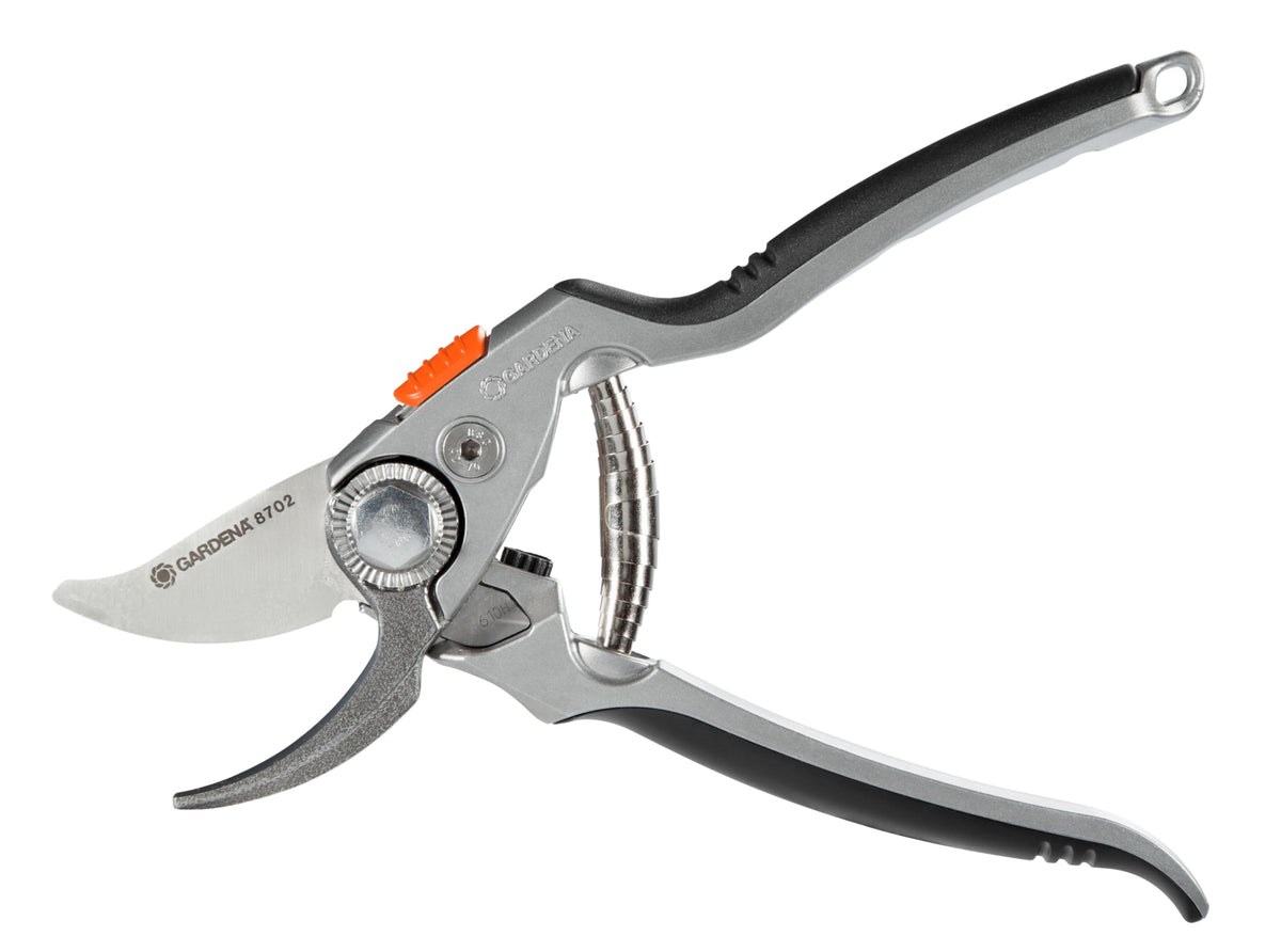 Gardena Premium Secateurs B+/L: Premium Bypass Branch Pruner for Thick Branches and Twigs, Robust Aluminium Grips, Replaceable Blade, Maximum Cutting