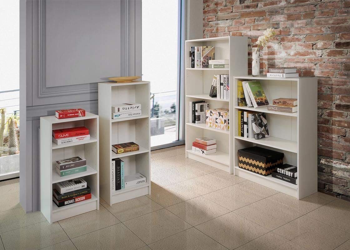 Timber Art Design UK 3 Tier Bookcase Medium Narrow Tall Shelf Rack Contemporary Organizer Display Shelving Unit for Modern Living Room, Office Space
