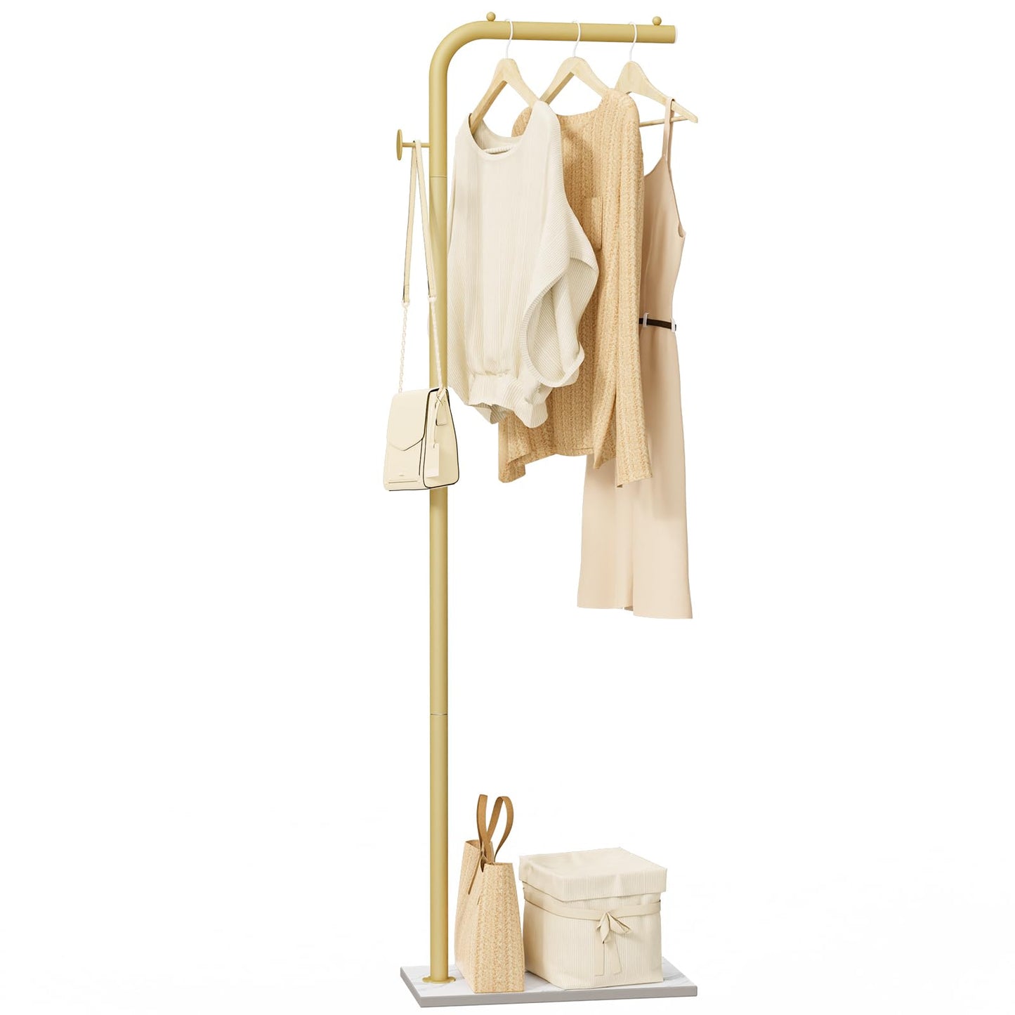 OUTBROS Metal Coat Rack, Freestanding Clothes Rail, 180cm, Gold