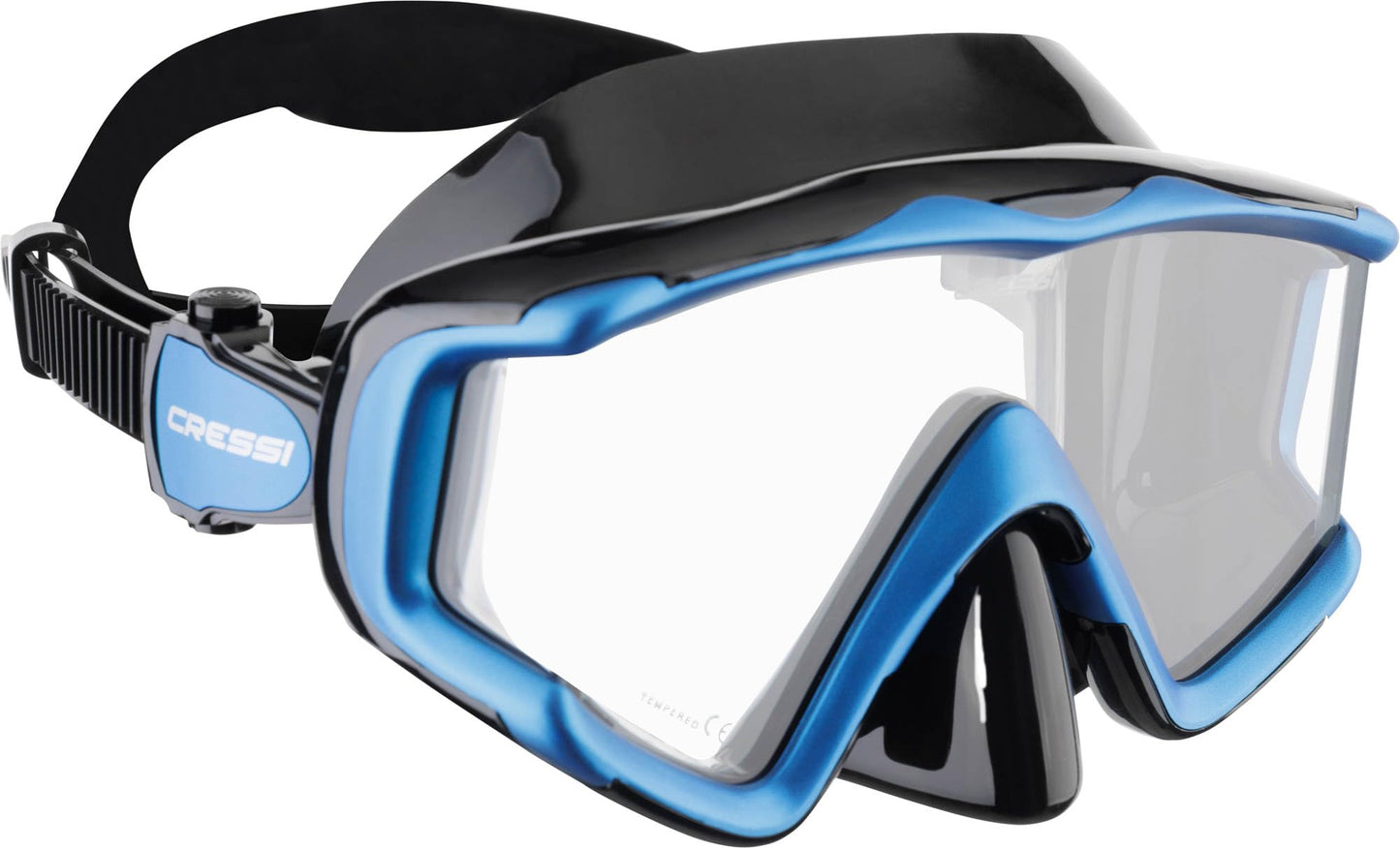 CRESSI Liberty Triside & Epsilon Dry Black/Sapphire - Unisex Liberty Triside Mask and Epsilon Dry Snorkel, Ideal for Snorkelling and Diving,