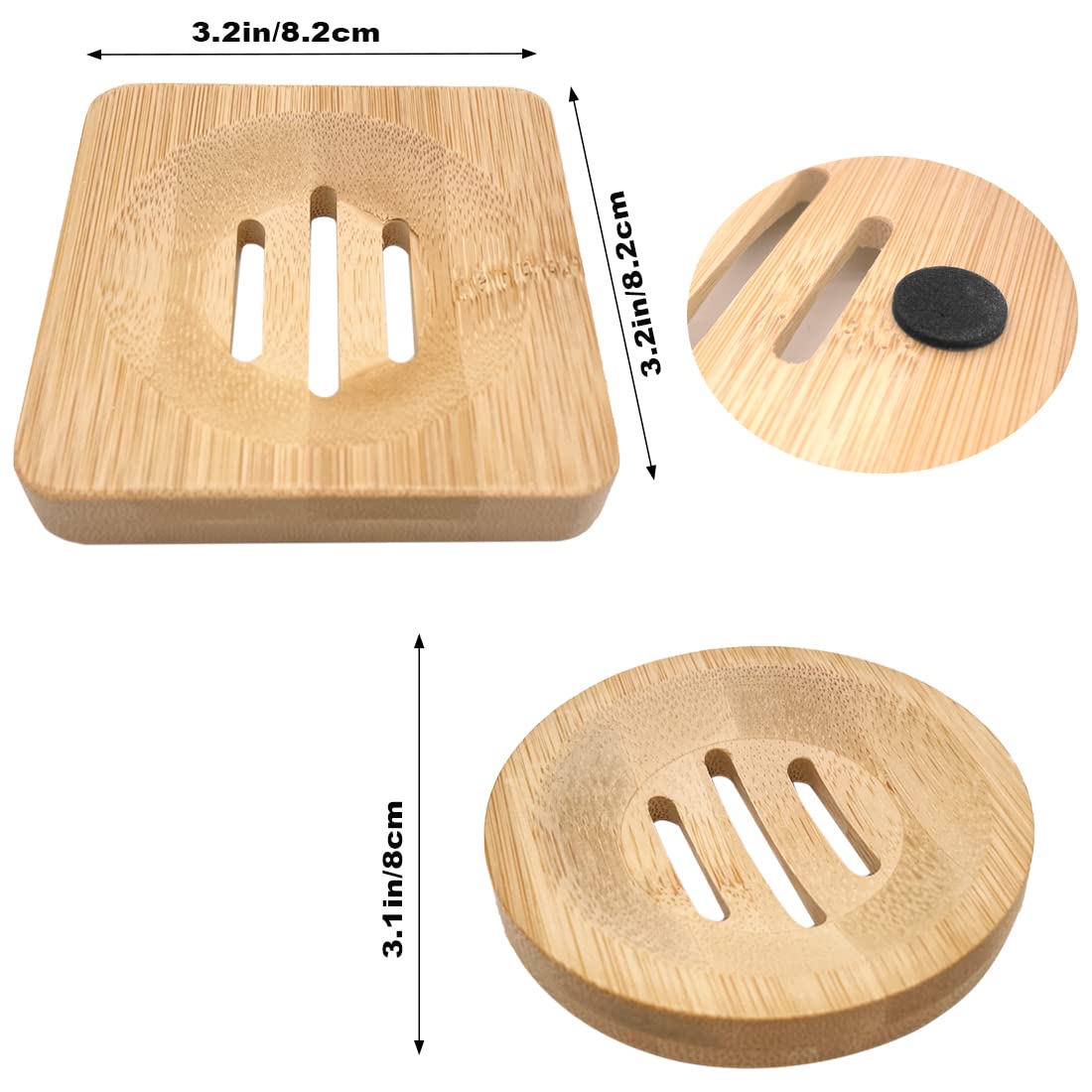 AYWFEY 4 Pcs Natural Wooden Soap Holders, Bamboo Soap Holders, Storage Holders, Soap Dishes for Home Bathroom Kitchen Sponges