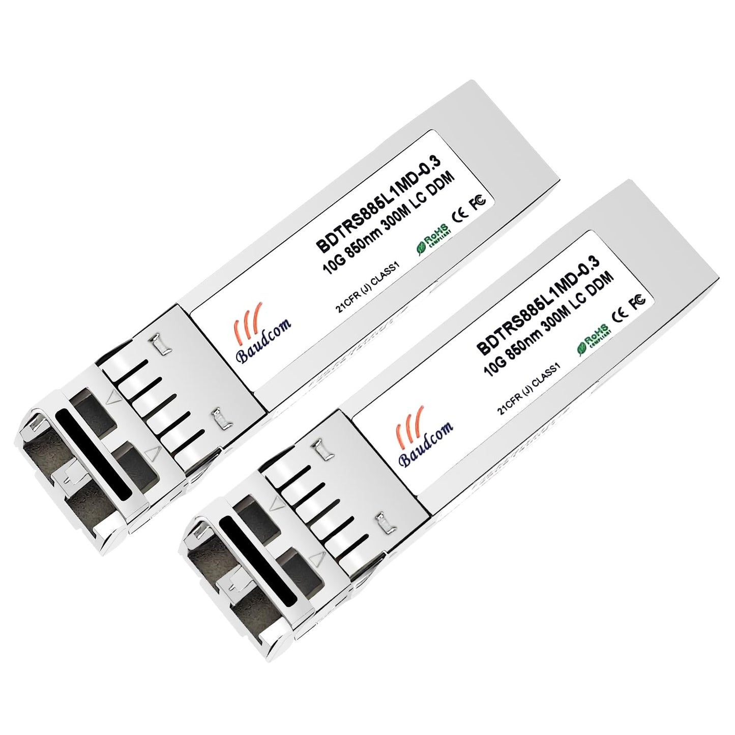 BAUDCOM 10G SFP SR Multimode Module 300-meter 850nm LC, 10GBase-SR SFP+ Transceiver Compatible for Cisco SFP-10G-SR, Meraki, Mikrotik S+85DLC03D,