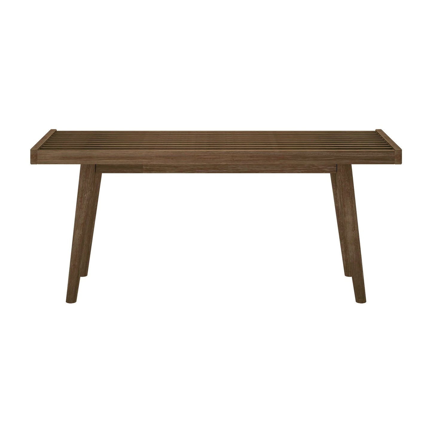 Maxwood Furniture Plank plus Beam Mid-Century Single Wood Entryway Bench, Walnut, 41.25 Inch