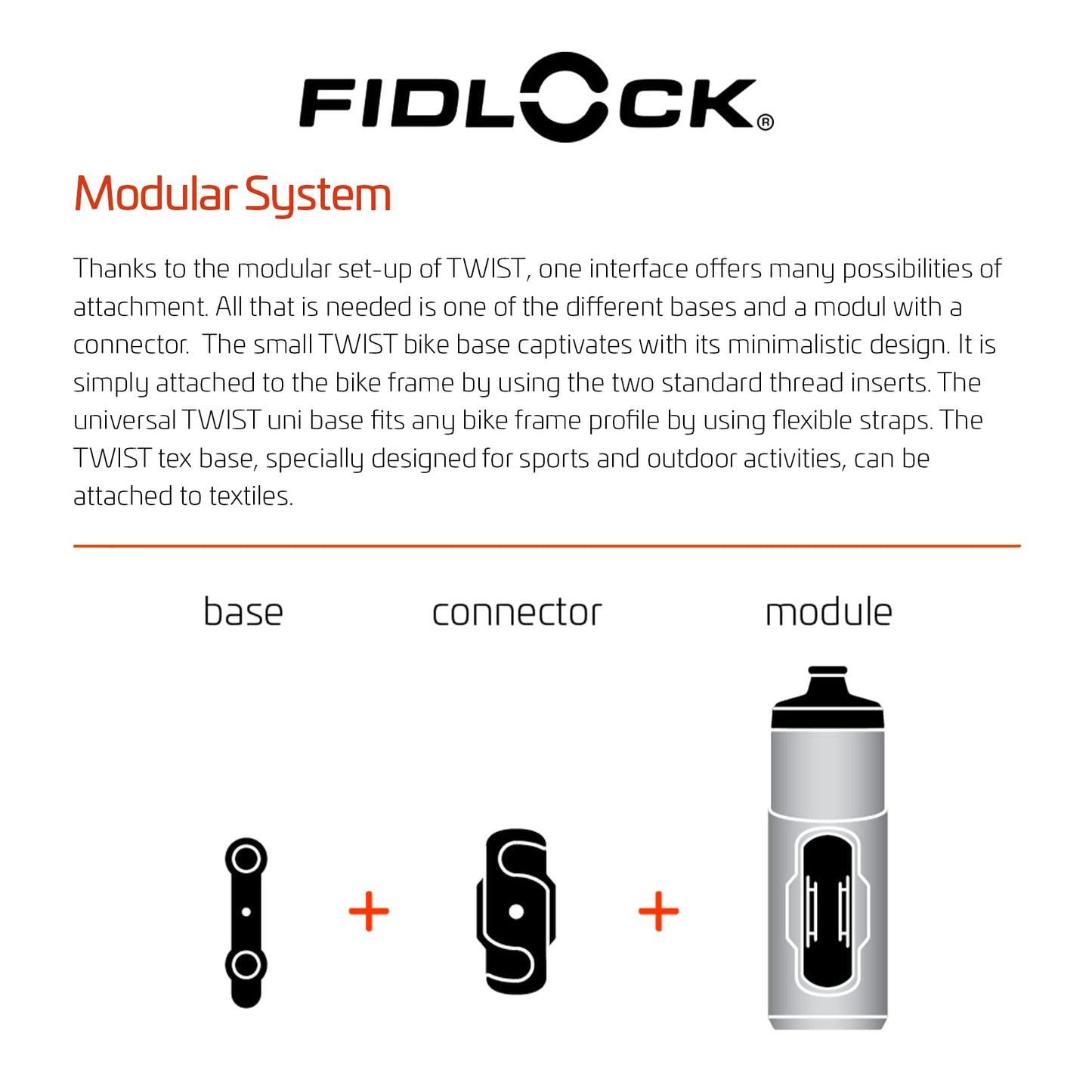 Fidlock Uni connector and Bike Base Magnetic Bicycle Drink Bottle Holder, Bicycle Water Bottle with Holder, Black