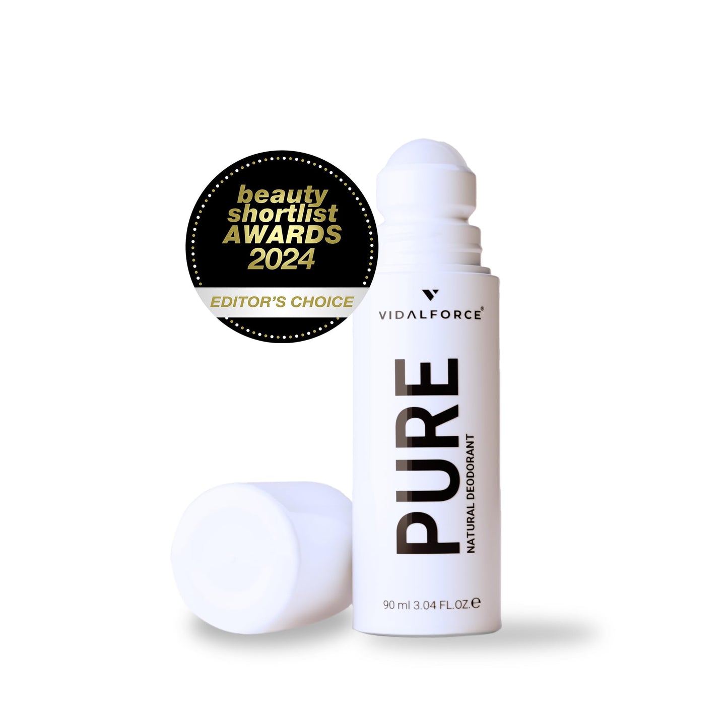 PURE Natural Deodorant for Men Without Aluminium - Roll-On Deodorant with 24h Protection Free from Aluminium and Parabens - 100% Natural XXL Size 90ml